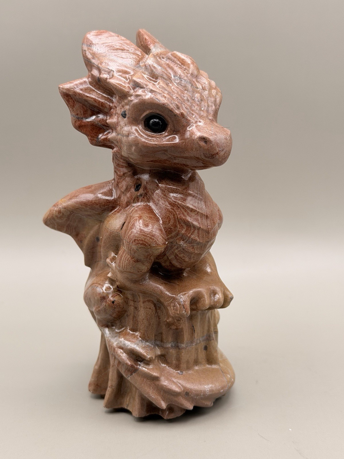 Baby Winged Kissing Dragon Baobao Natural Redwood Grain Stone Crystal Gemstone