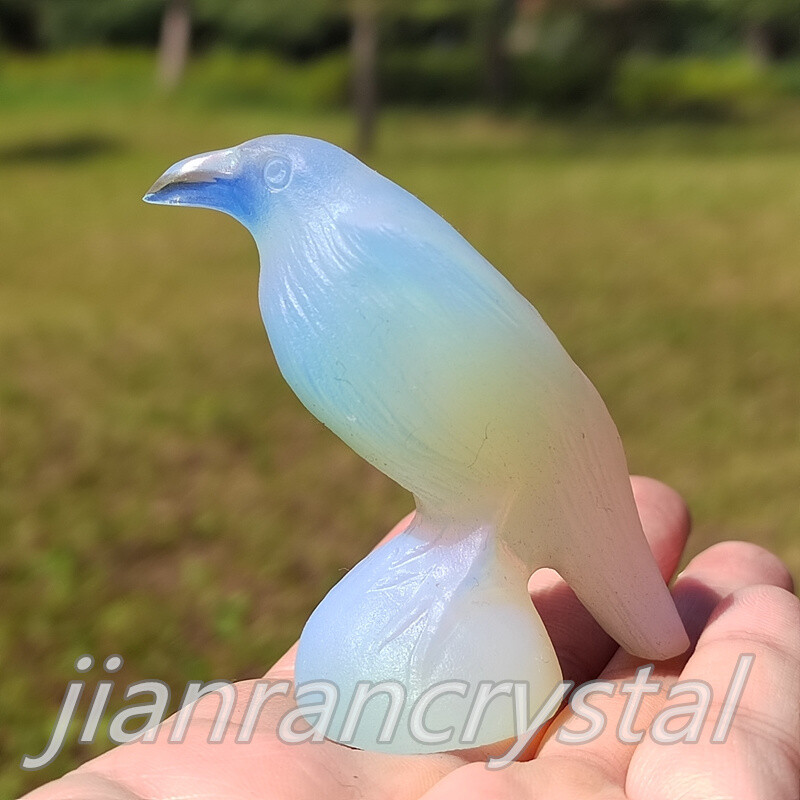 2.2″+ Opalite Crow Skull Crystal Raven Skull Carved Quartz Skull Reiki Gift 1pc