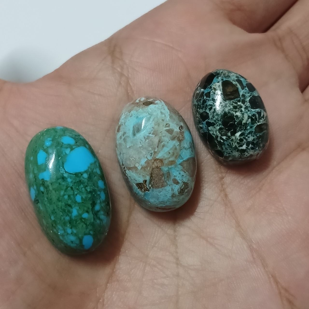 Vibrant turquoise stone with blue-green patterns from Mexico, China, Egypt