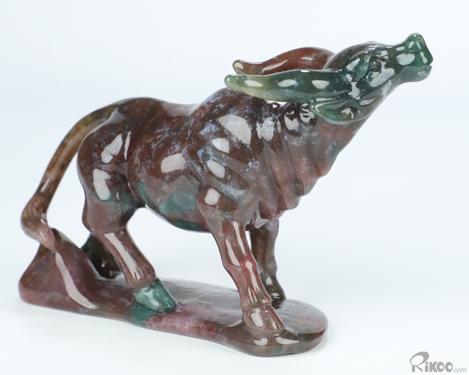 5.4″ Indian Agate Hand Carved Crystal Bull Sculpture, Crystal Healing