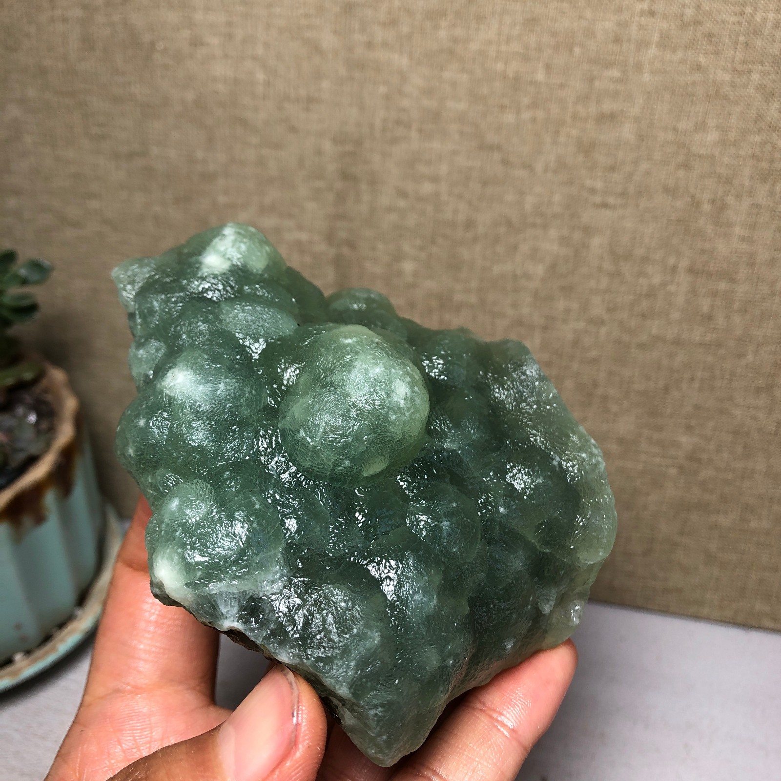 Natural grape Prehnite Tourmaline paragenesis Crystal specimen 272g A5093