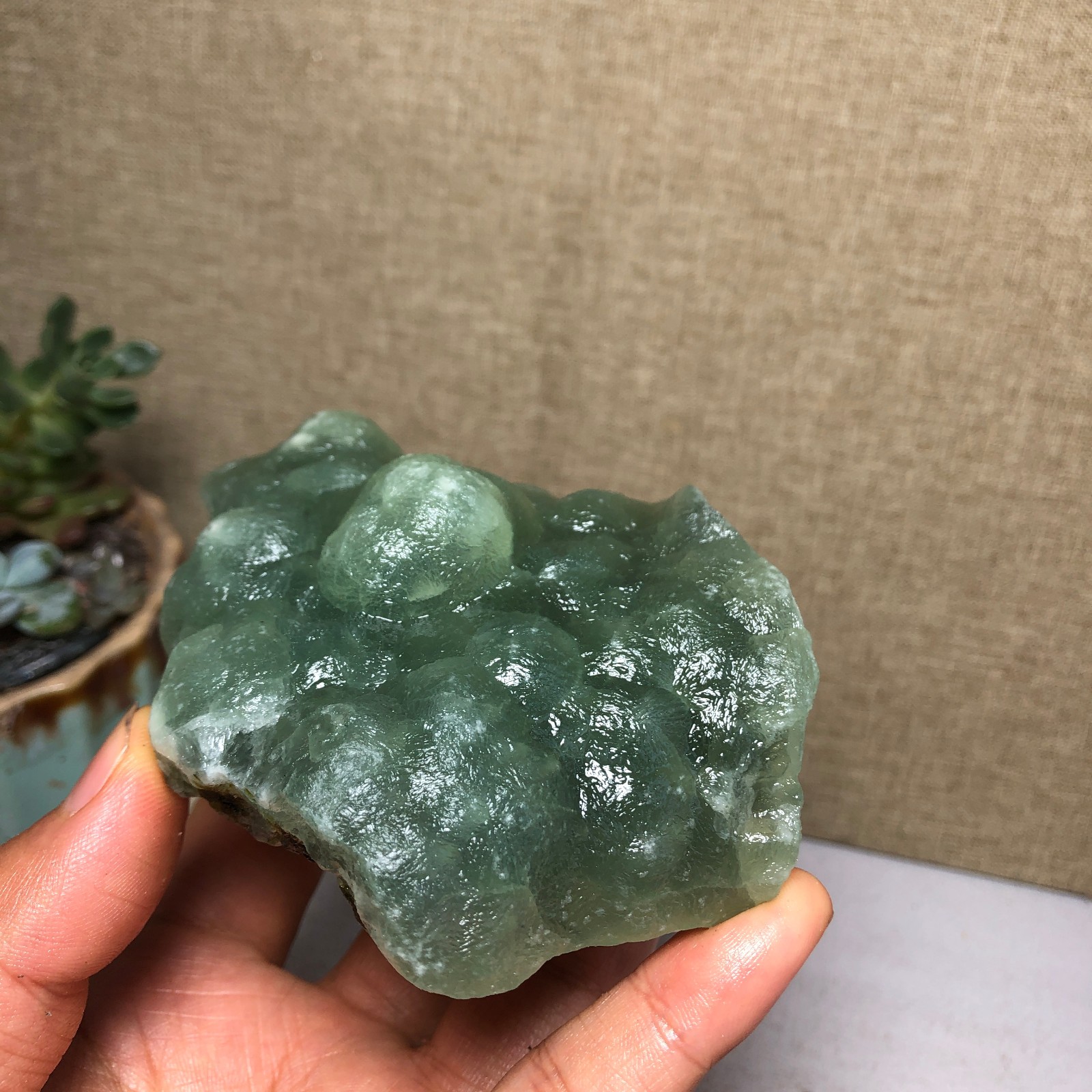 Natural grape Prehnite Tourmaline paragenesis Crystal specimen 272g A5093