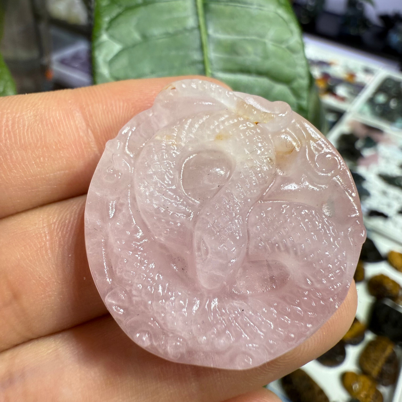 natural Powder crystal carved The snake quartz crystal Reiki Heal 1PC