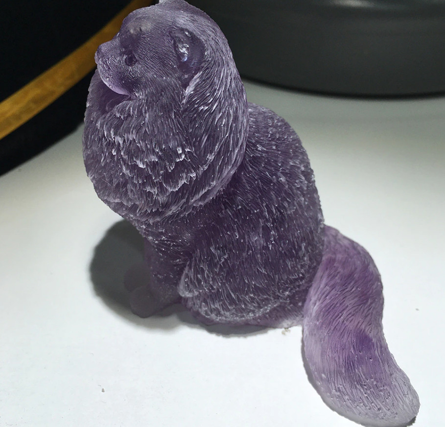 1x Handmade Natural Quartz Stone Cute Cat Healing Crystal Witch Decor Sculpture