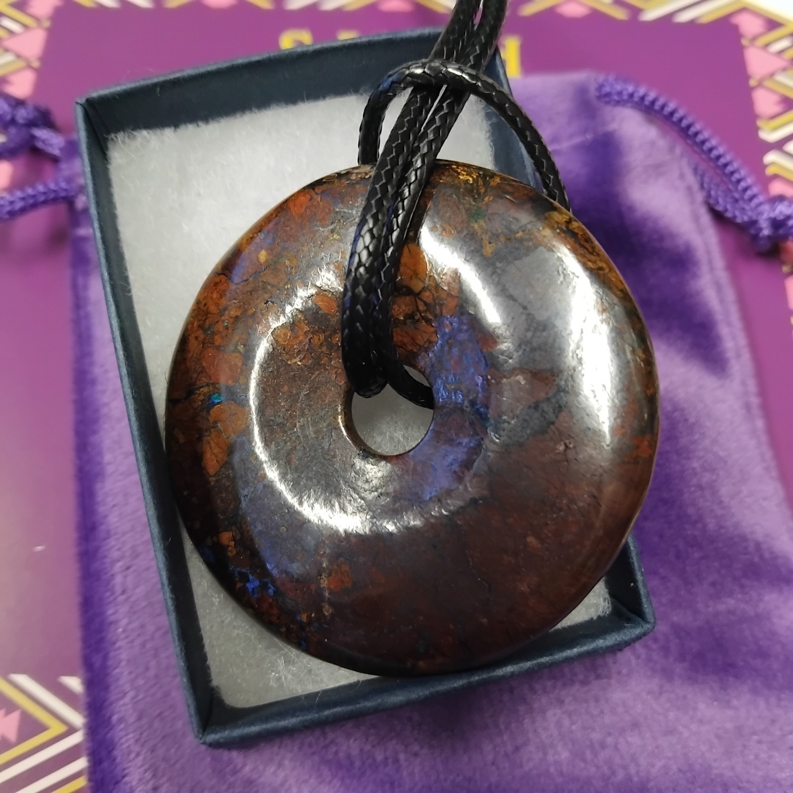 Zarinite-Donut-Pendant- Black Cord – Gift-Yourself- Friends-Family-Loved On