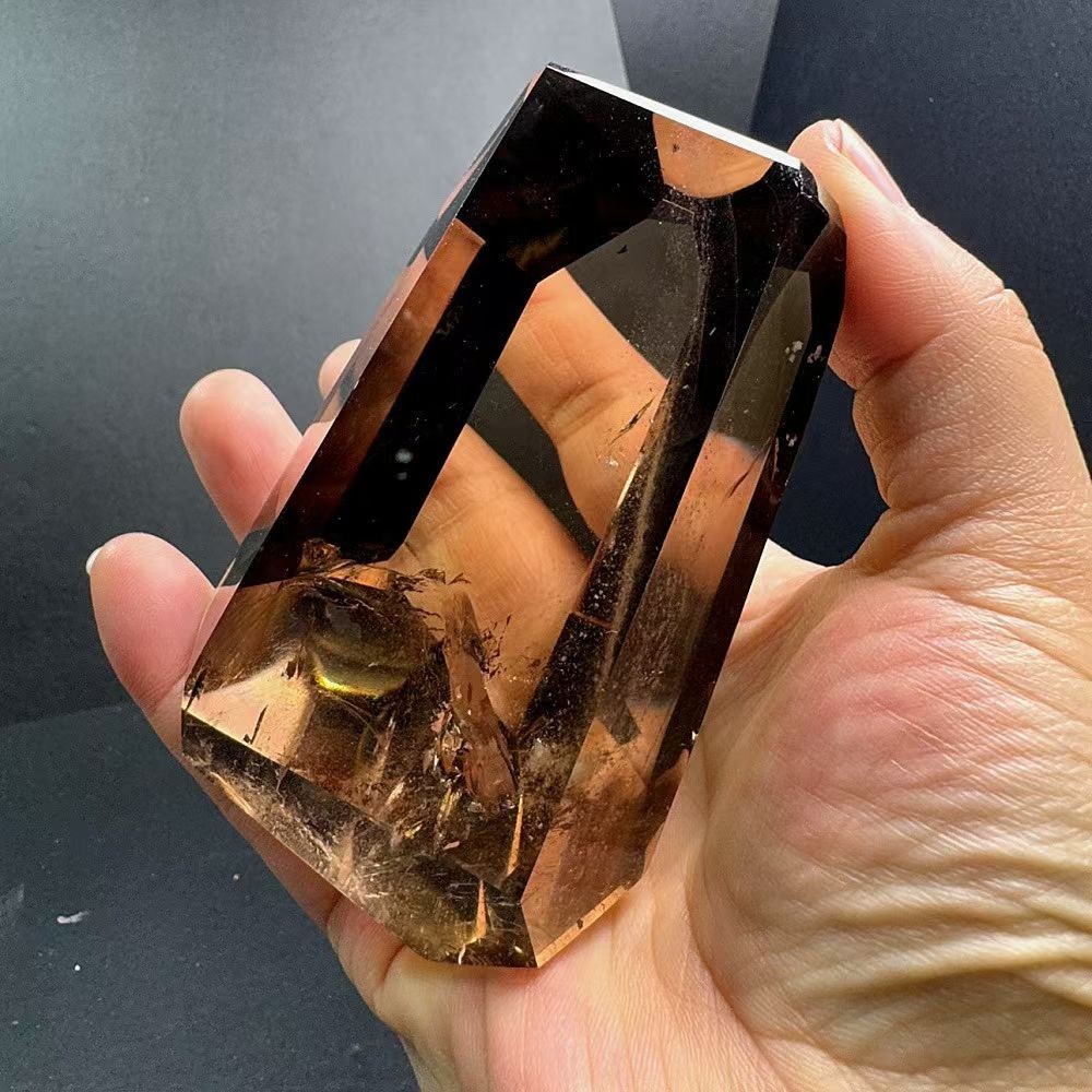 0.88LB Natural Smokey Quartz Quartz Crystal Point Wand Reiki Healing Gem AAAA+