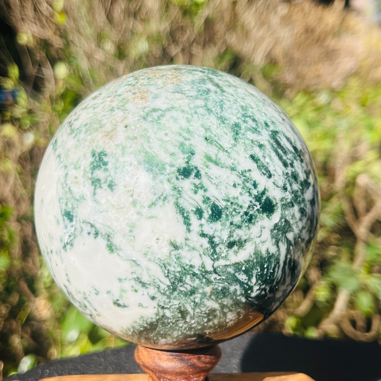 2.24LB Natural green water grass agate ball quartz Crystal sphere healing 114