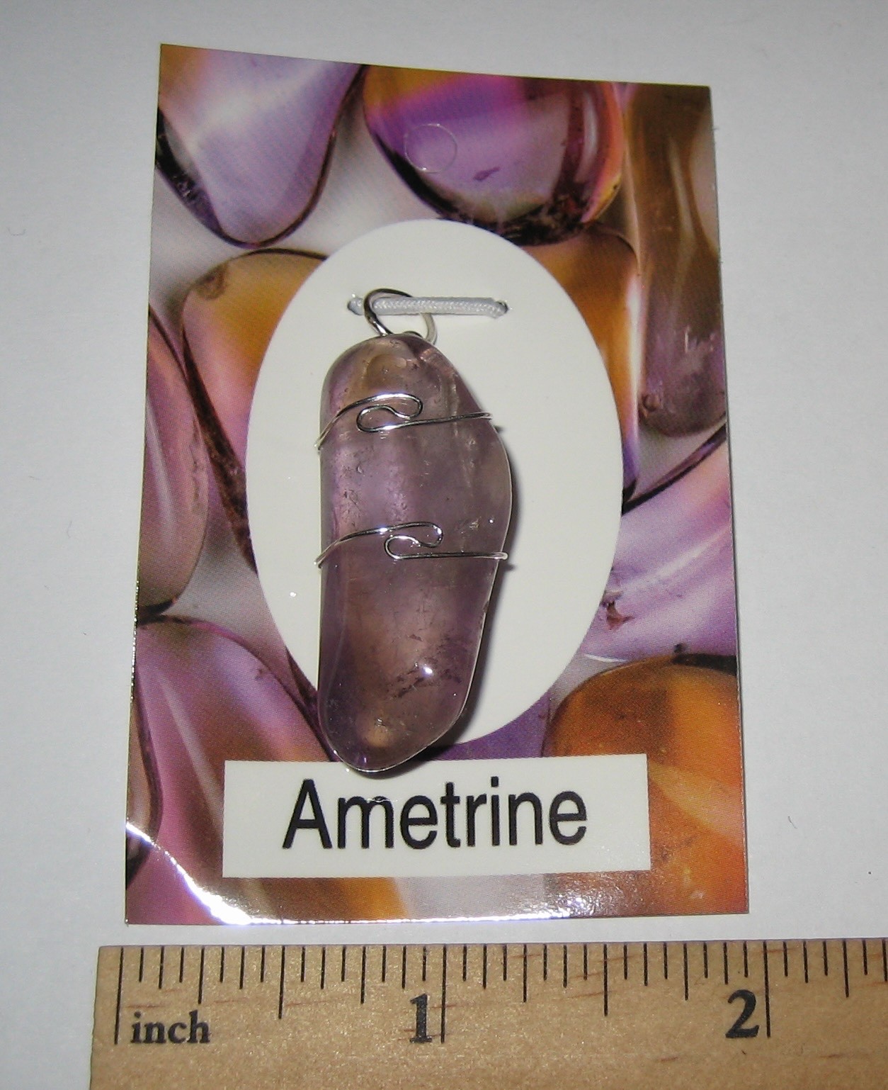 1.45″ TUMBLED POLISHED AMETRINE (AMETHYST & CITRINE) QUARTZ CRYSTAL PENDANT *1
