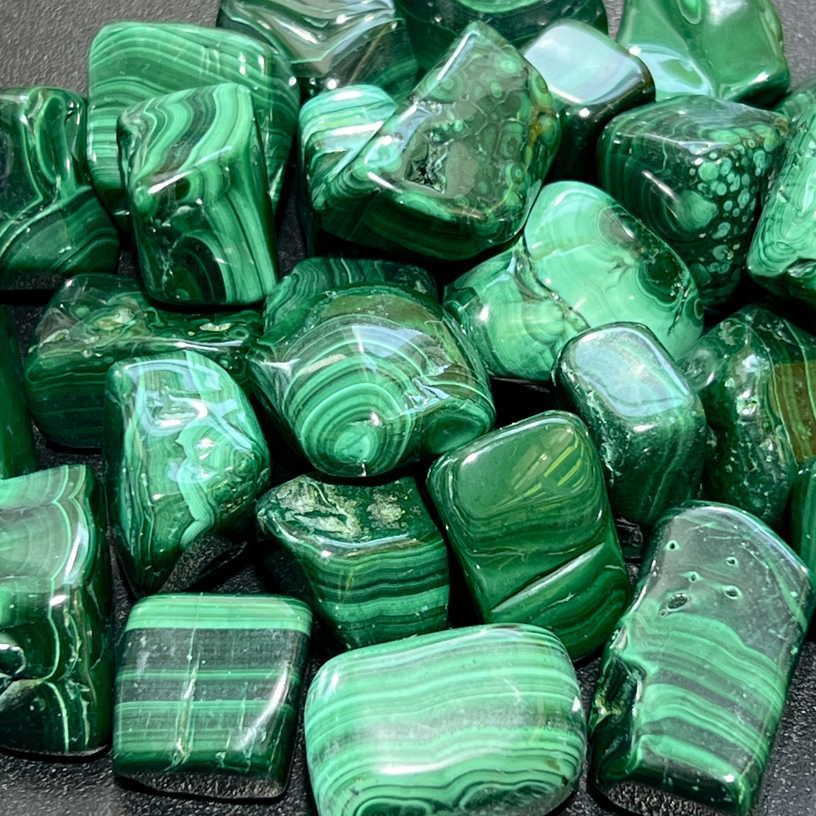 Malachite (3 Pcs) Tumbled Gemstone – Polished Crystal Green Gemstones (CE20)
