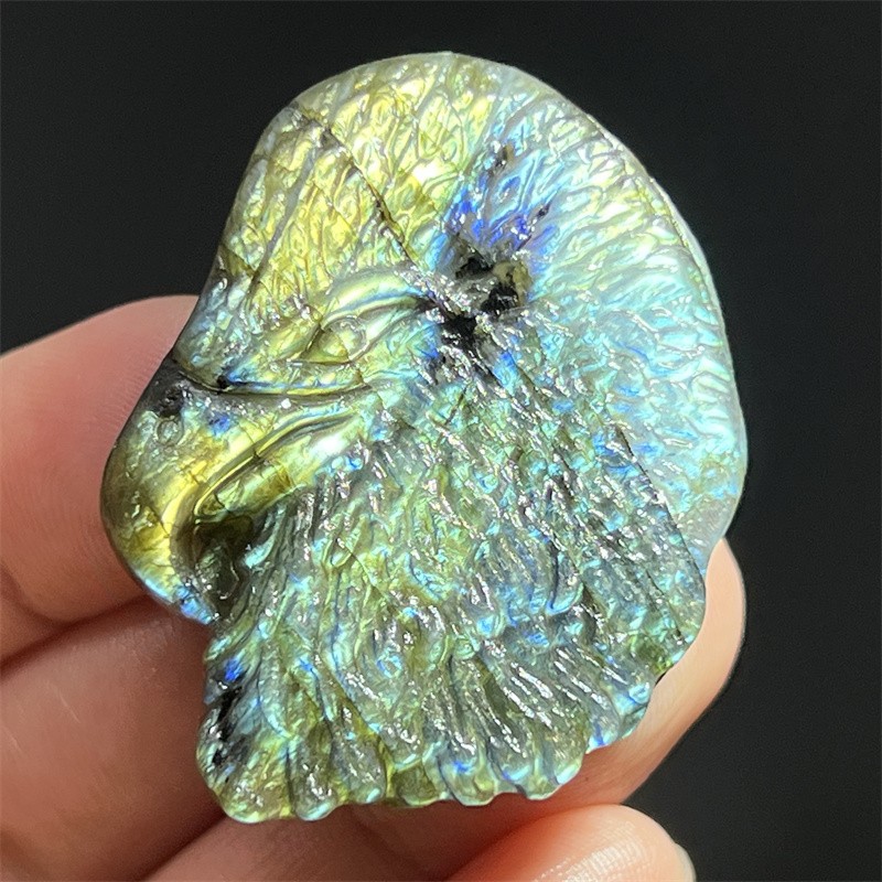 Top Natural colorful labradorite eagle skull quartz crystal skull Random 1pc