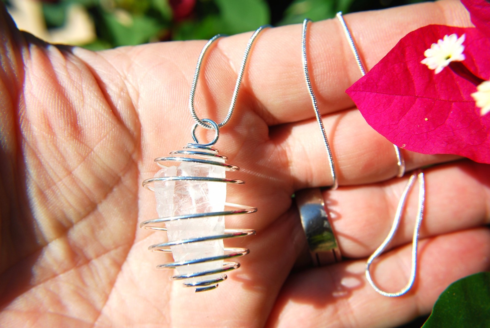 Charged Petalite Crystal Pendant + 20″ Stainless Steel Chain & Charger – SYN 12