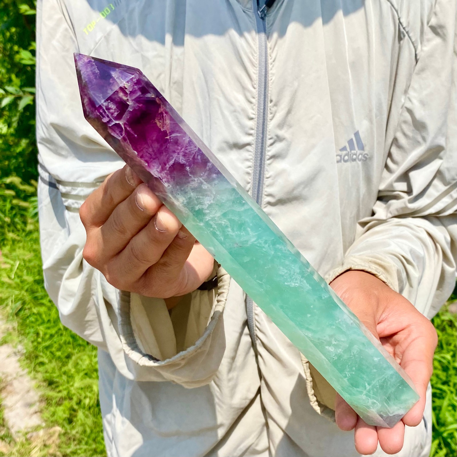 1.86LB Large Natural colored fluorite crystal column obelisk healing specimen