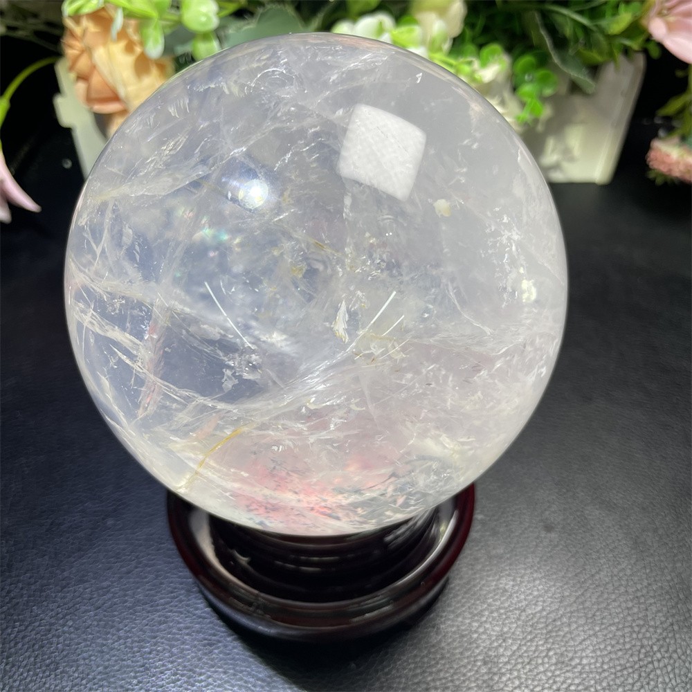 4.8LB 4.5″ Natural Rainbow Clear Quartz Sphere Magic Crystal Heal Ball Gemstone