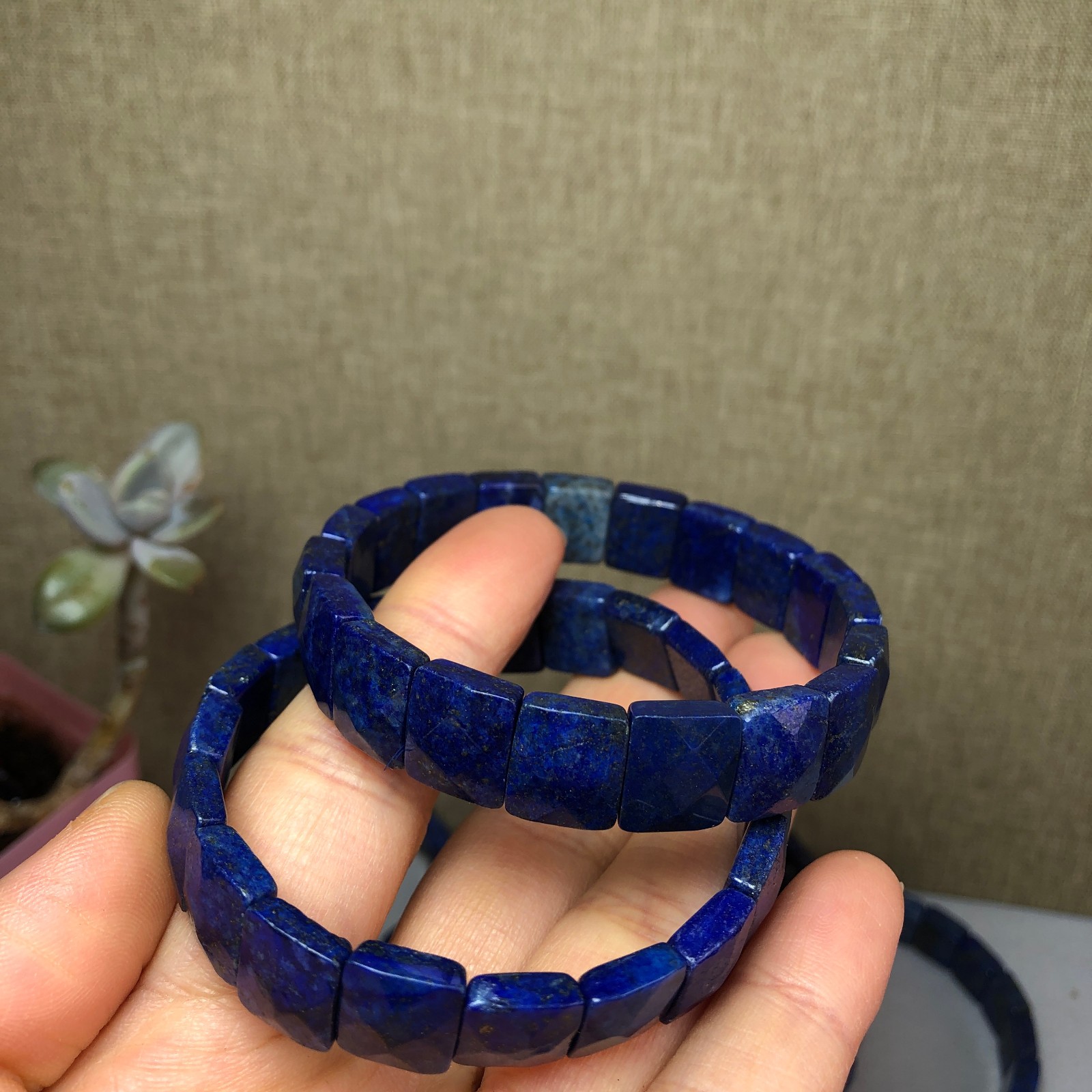 1pcsNatural lapis lazuli Stone Bracelet Brown Gemstone Stretch Bracelet Handmade