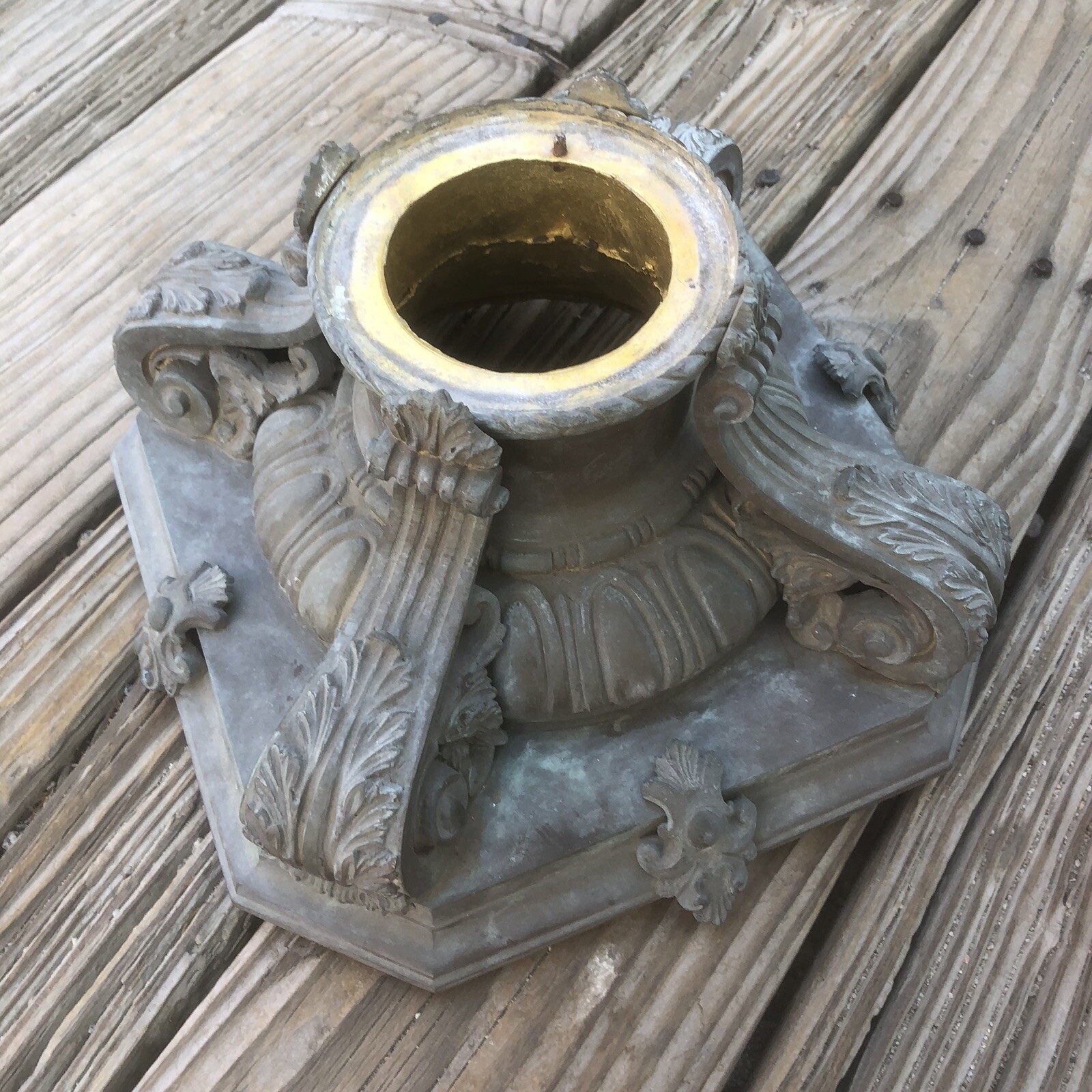 Huge Antique Crystal Ball Sphere Ornate Brass Art Deco Finely Cast Stand Sprying