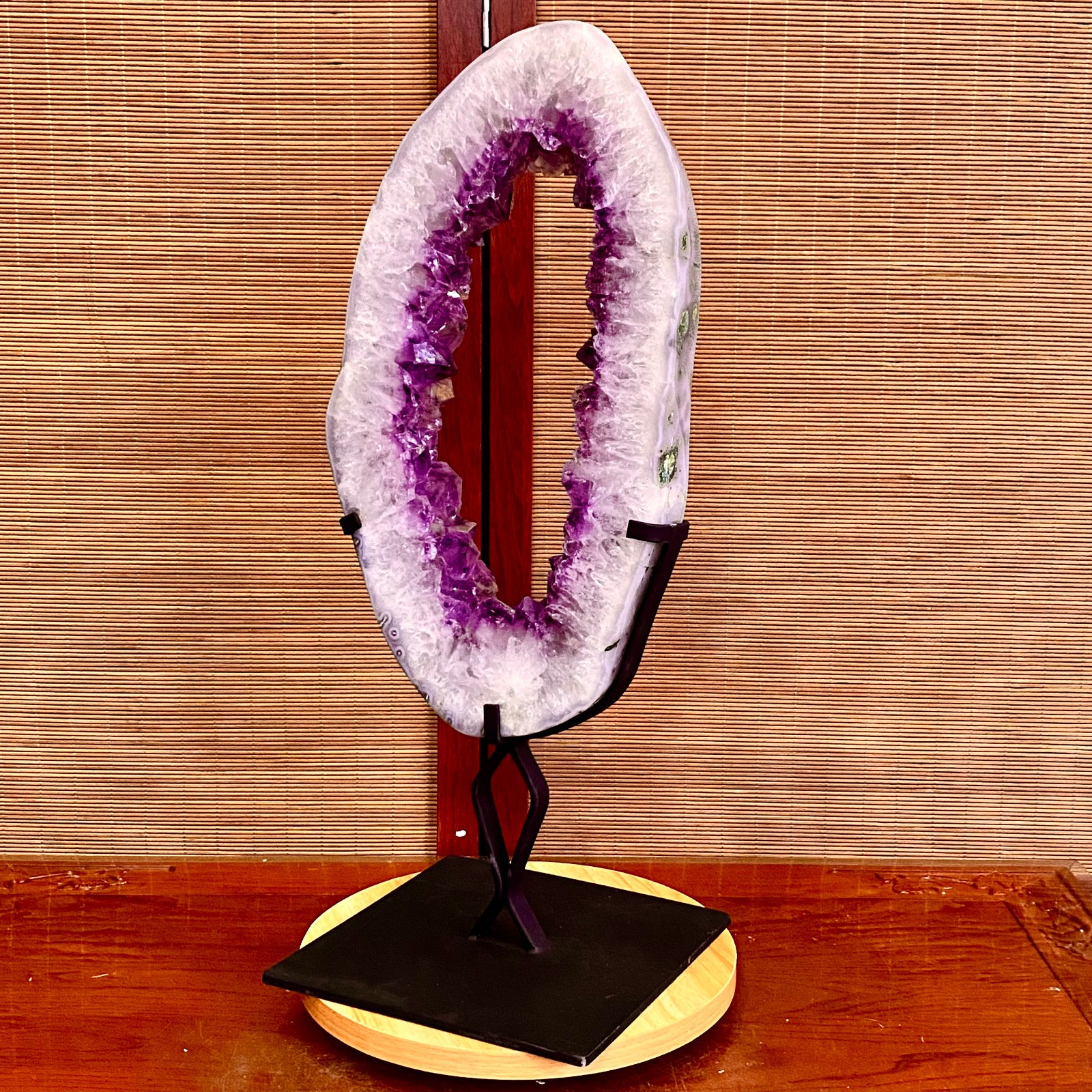 12.45LB Natural Amethyst Cave Crystal Slice Crescent shaped Hand Cut Repai