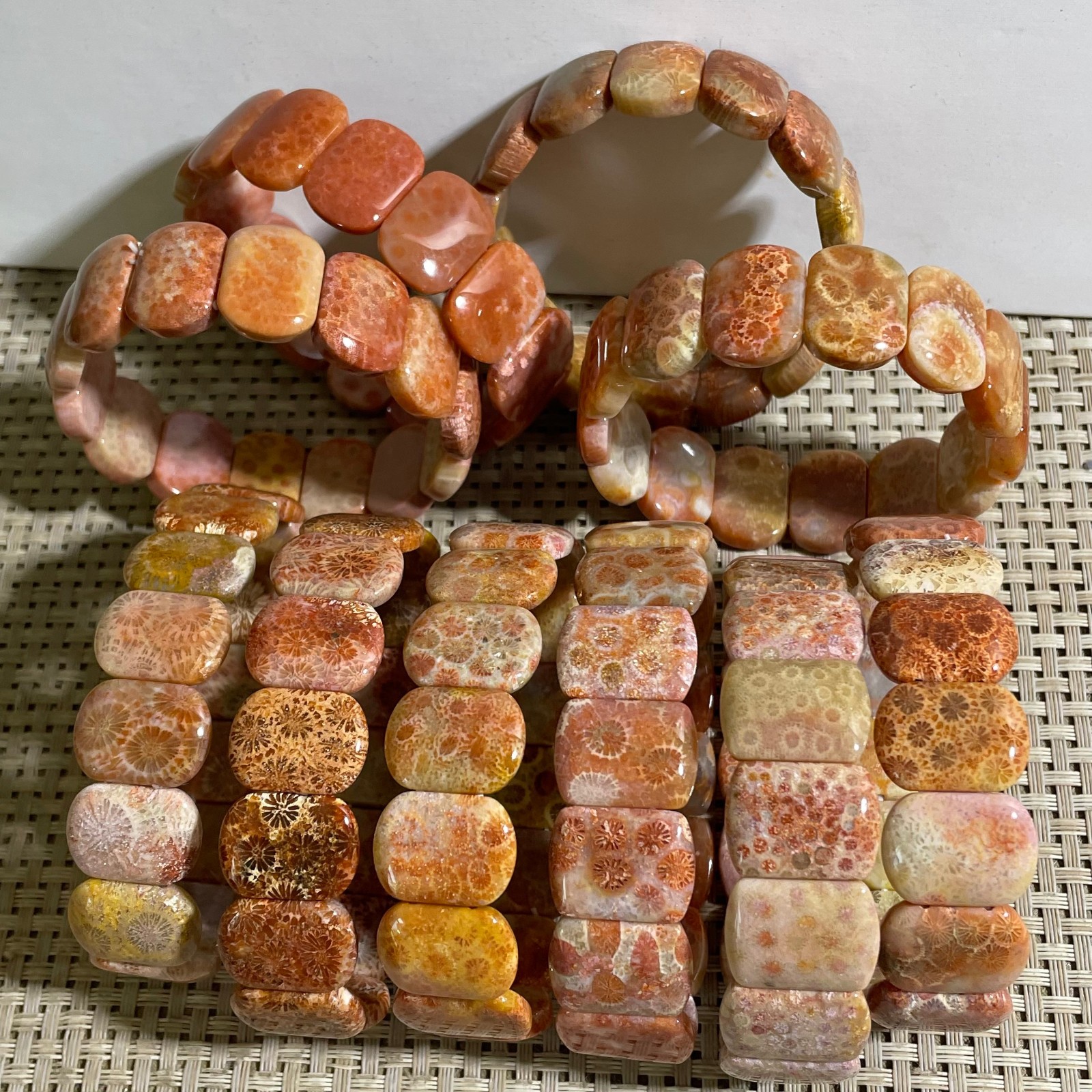 1pc Natural Orange Jade Coral Quartz Crystal Beads Bracelet AAA