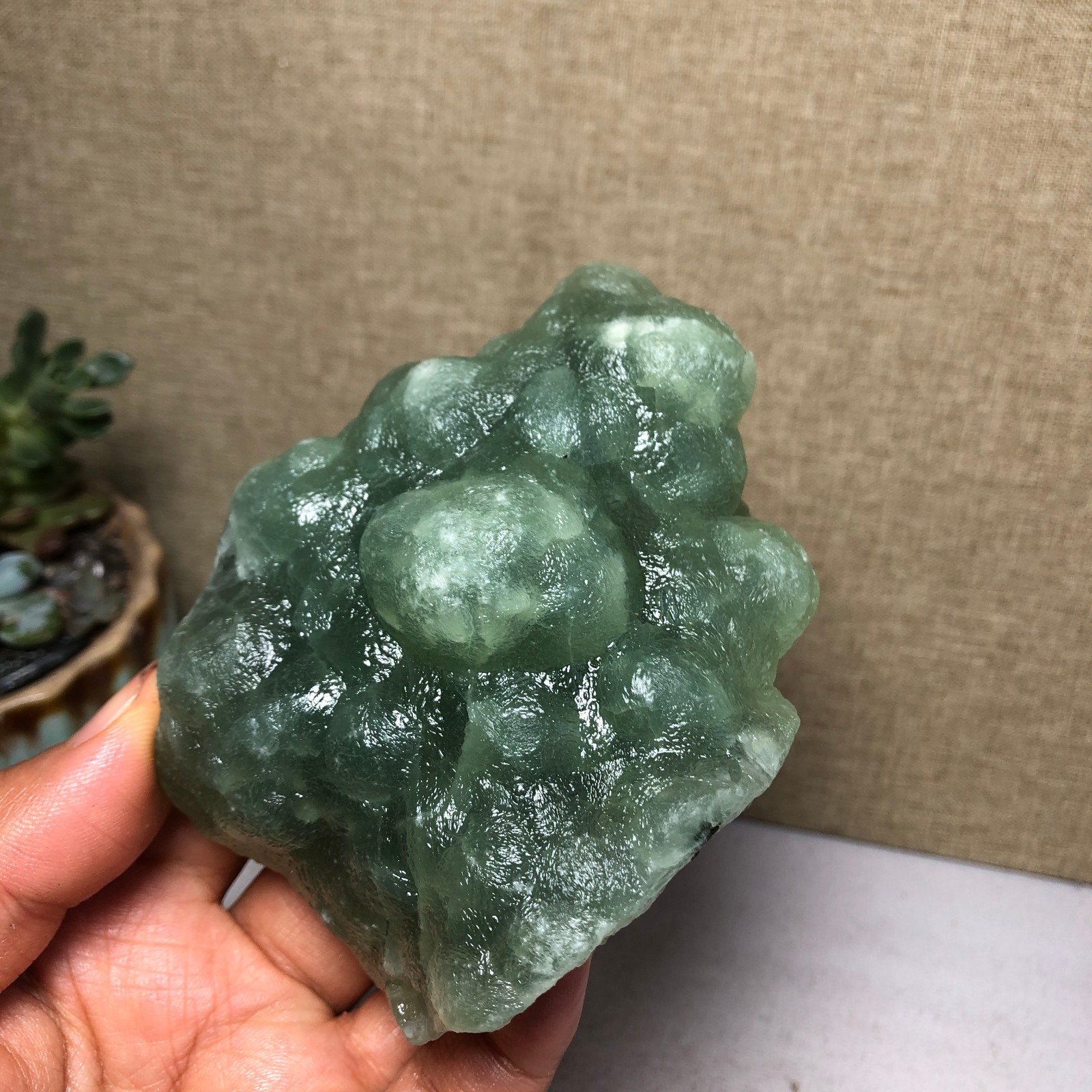 Natural grape Prehnite Tourmaline paragenesis Crystal specimen 272g A5093