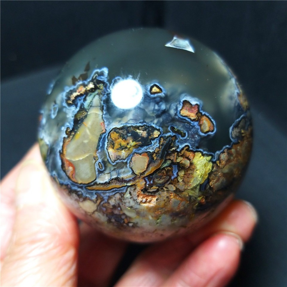 RARE 238.3g Natural Polished Colorful Agate Stone Ball Healing Madagascar AB1600