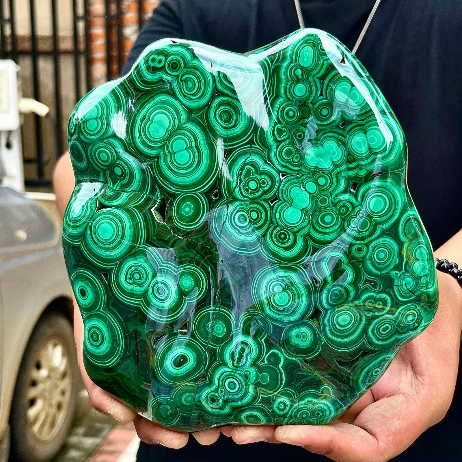7.19LB Natural glossy Malachite transparent cluster rough mineral sample