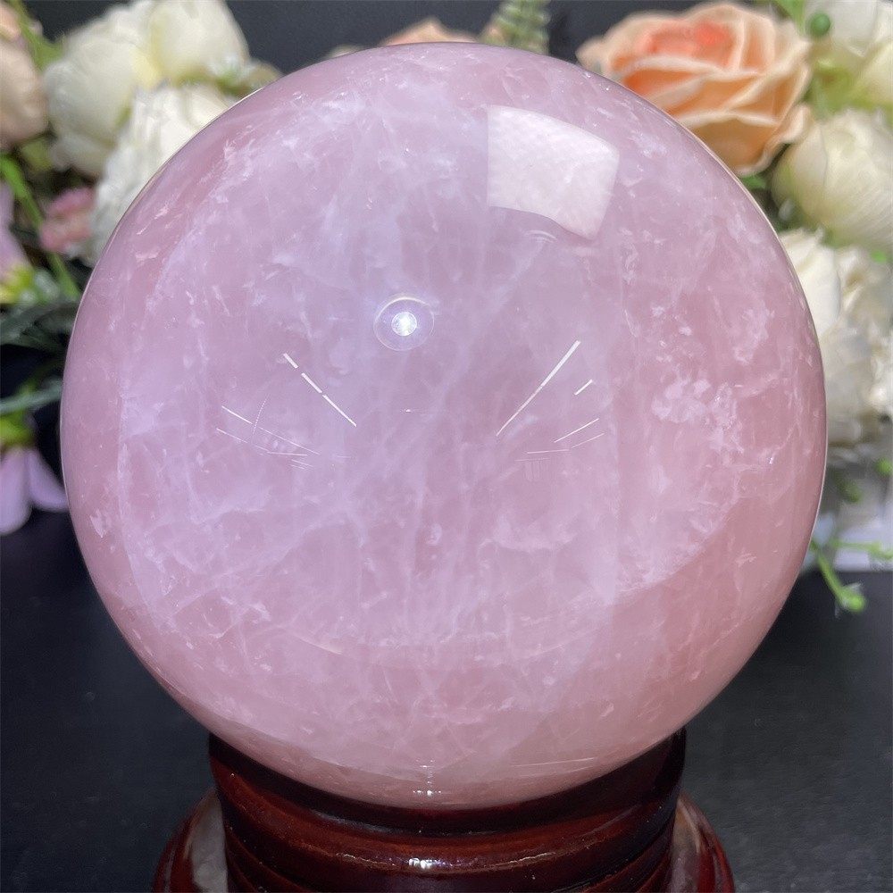 4LB 4.1″ Natural Rose Quartz Sphere Ball Crystal Quartz Decor Healing Reiki