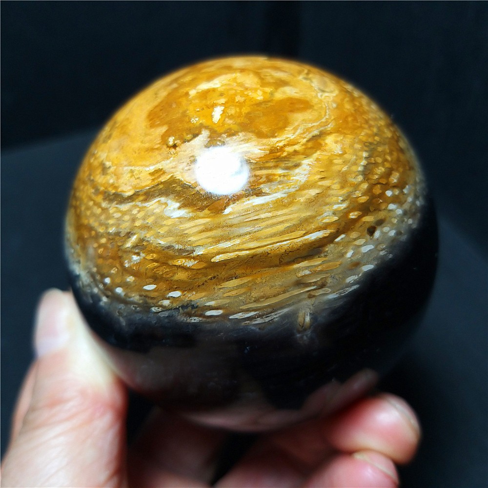 RARE 402.5G Natural Golden Hair Rutilated Quartz Crystal Sphere Healing C786
