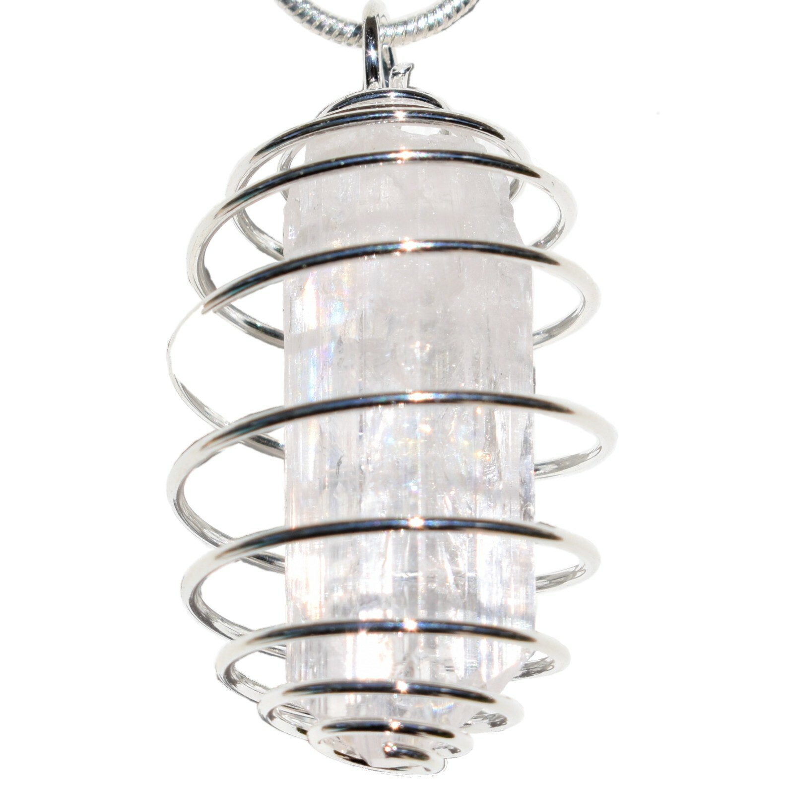Danburite Crystal Pendant + 20″ Stainless Steel Chain SYN 12 [Facet-Grade]