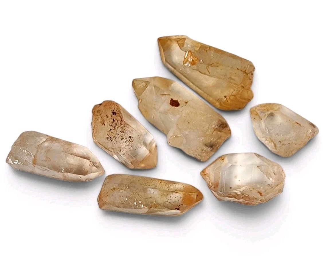 Tangerine Lemurian Quartz Crystal Points Brazil 104.4 grams