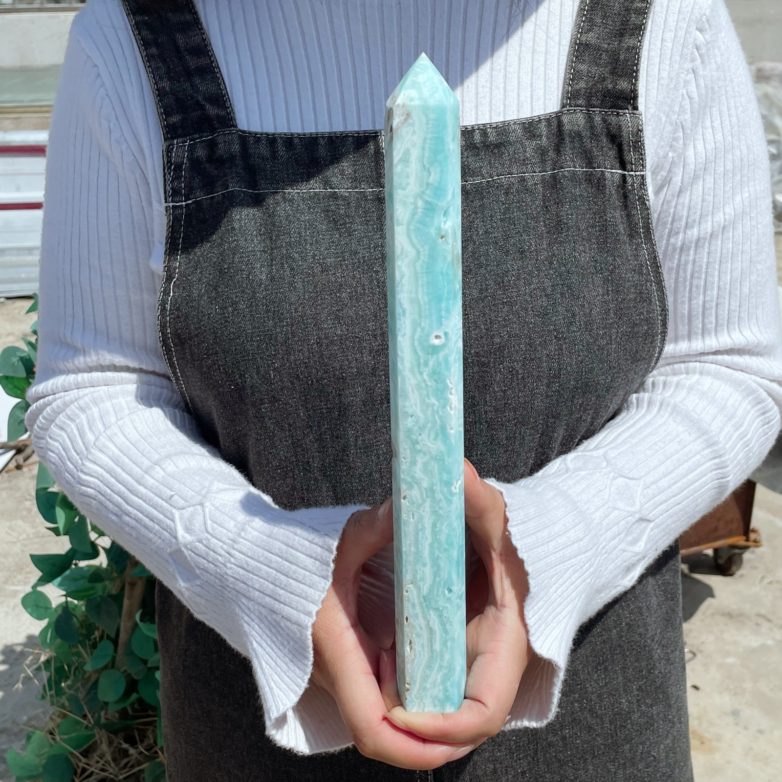 1.14LB Natural Sky Blue Hemimorphite Quartz Crystal Point Healing Mineral G6832