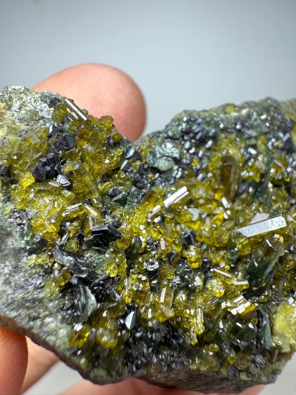 88-Gr Vesuvianite crystal specimen with Diopside &Magnetite Clinochlore from PAk