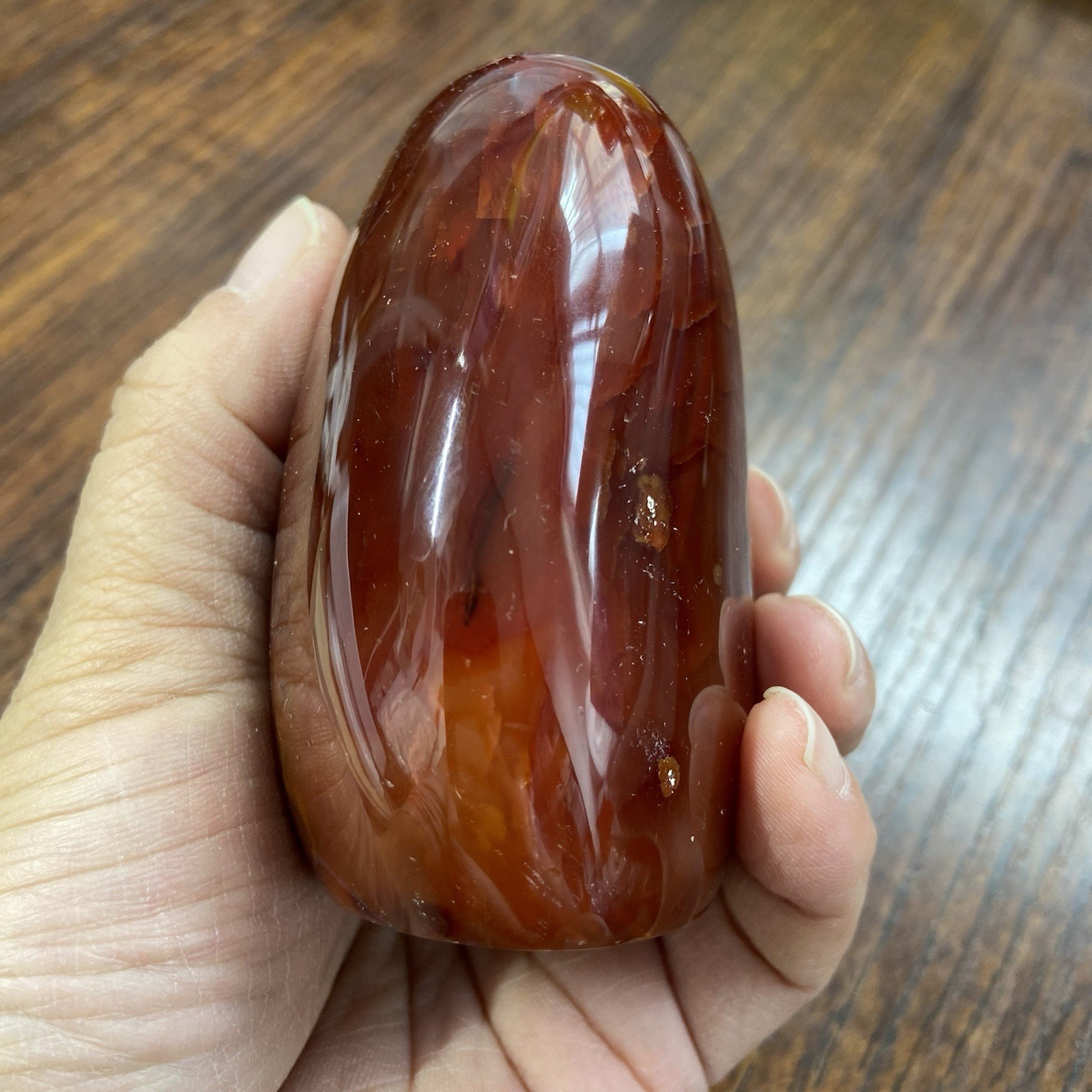 83mm388g Beautiful Red AGATE Carnelian Yellow Spots Crystal Display Stand MGY143