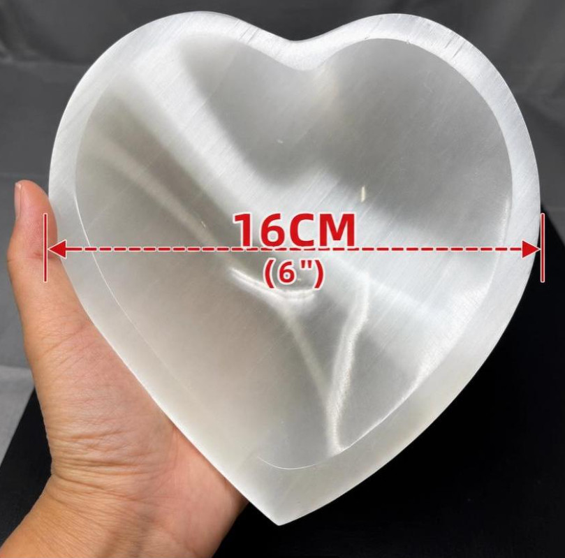 2PCS Heart Shaped White Selenite Charging Plate 6″ Natural Crystal Wholesale US