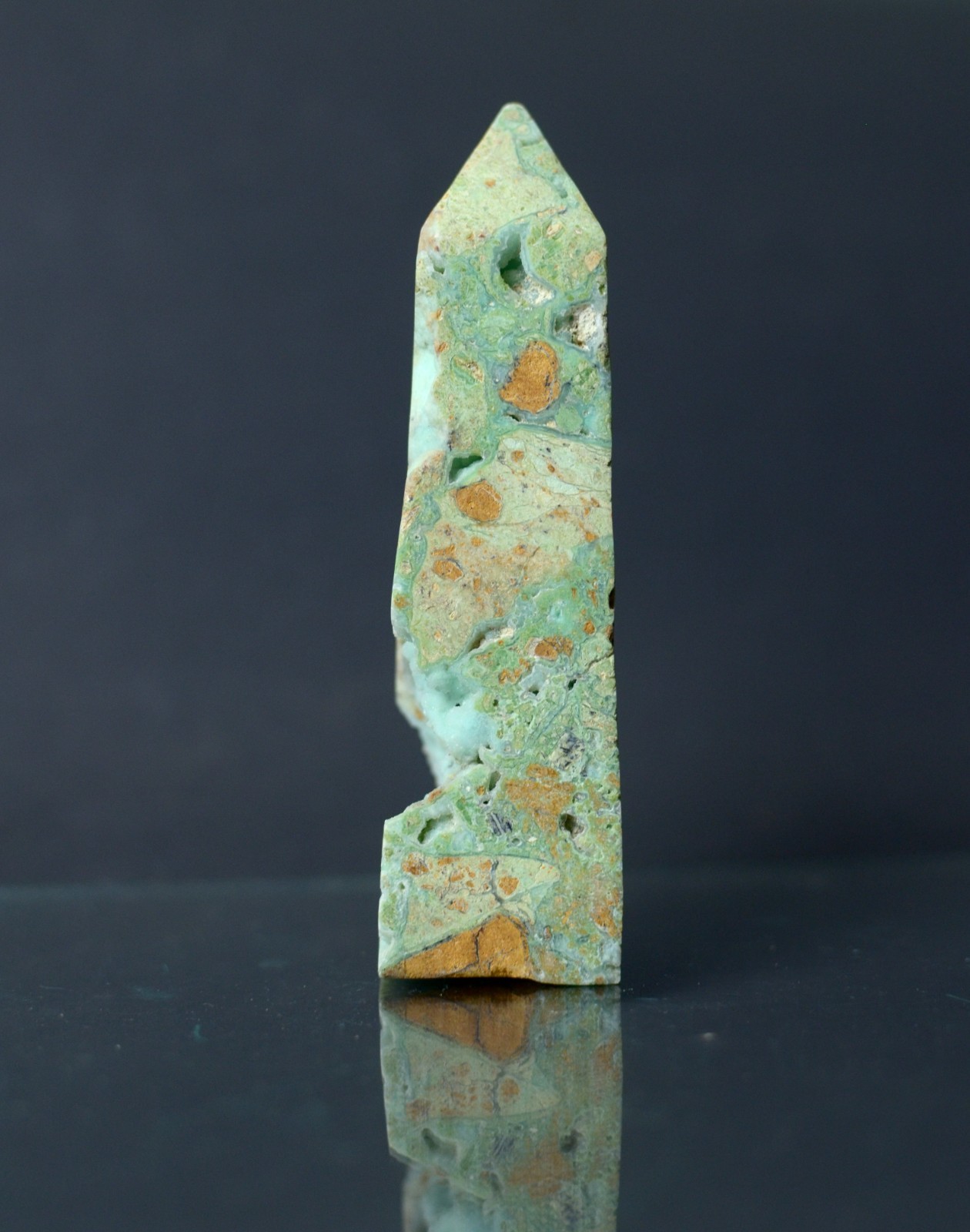 Garnierite 4″ Botryoidal Crystal Tower | Mint Green Polished Druzy Geode
