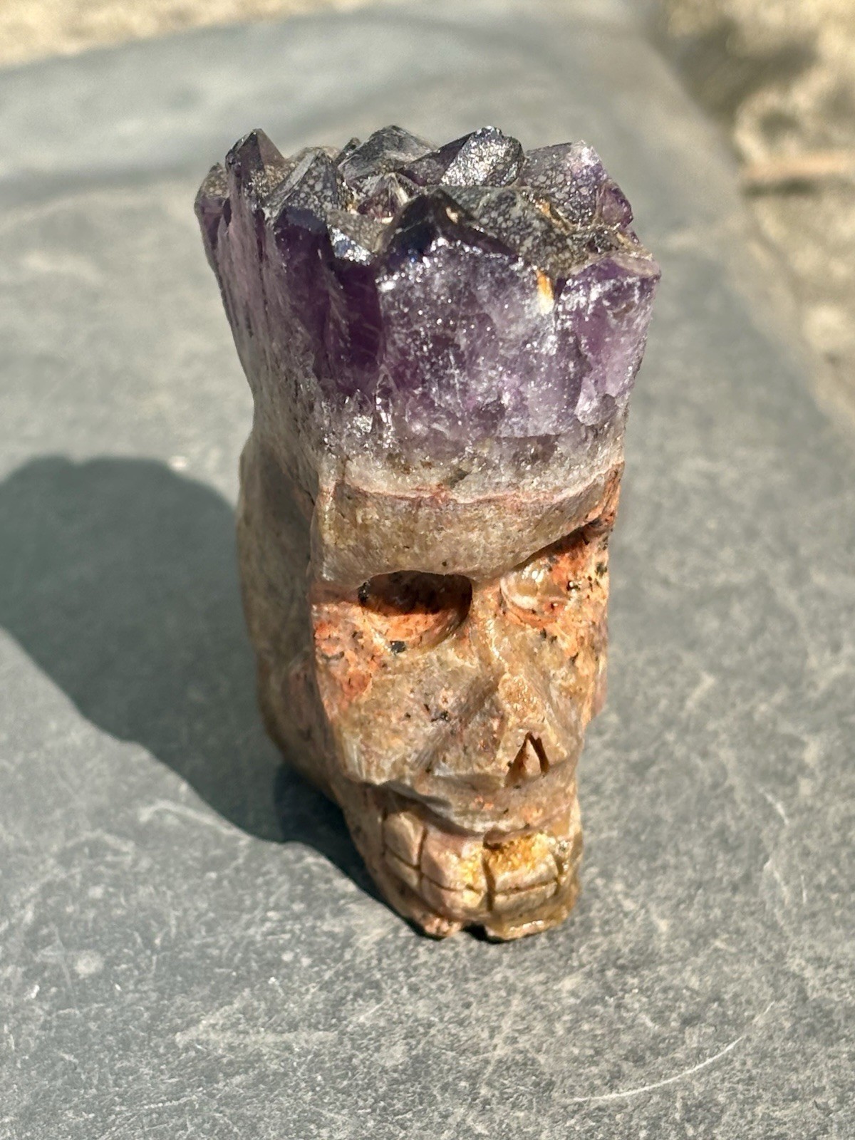 Amethyst Crystal Skull 2 In. & up, Carved Chevron Dream Amethyst Skull Halloween