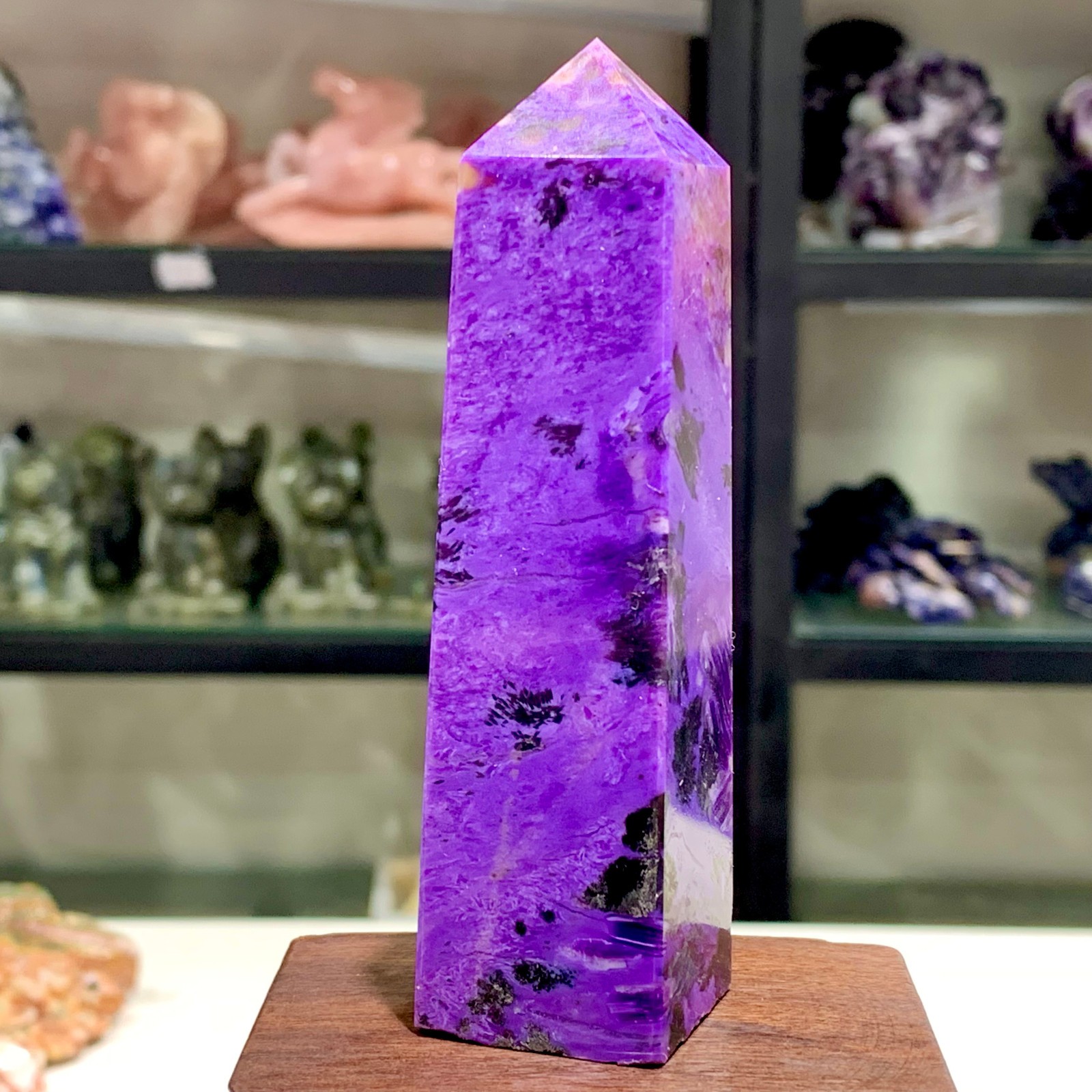 211G Natural Siberian purple Charoite tower crystal mineral Four sided pillar