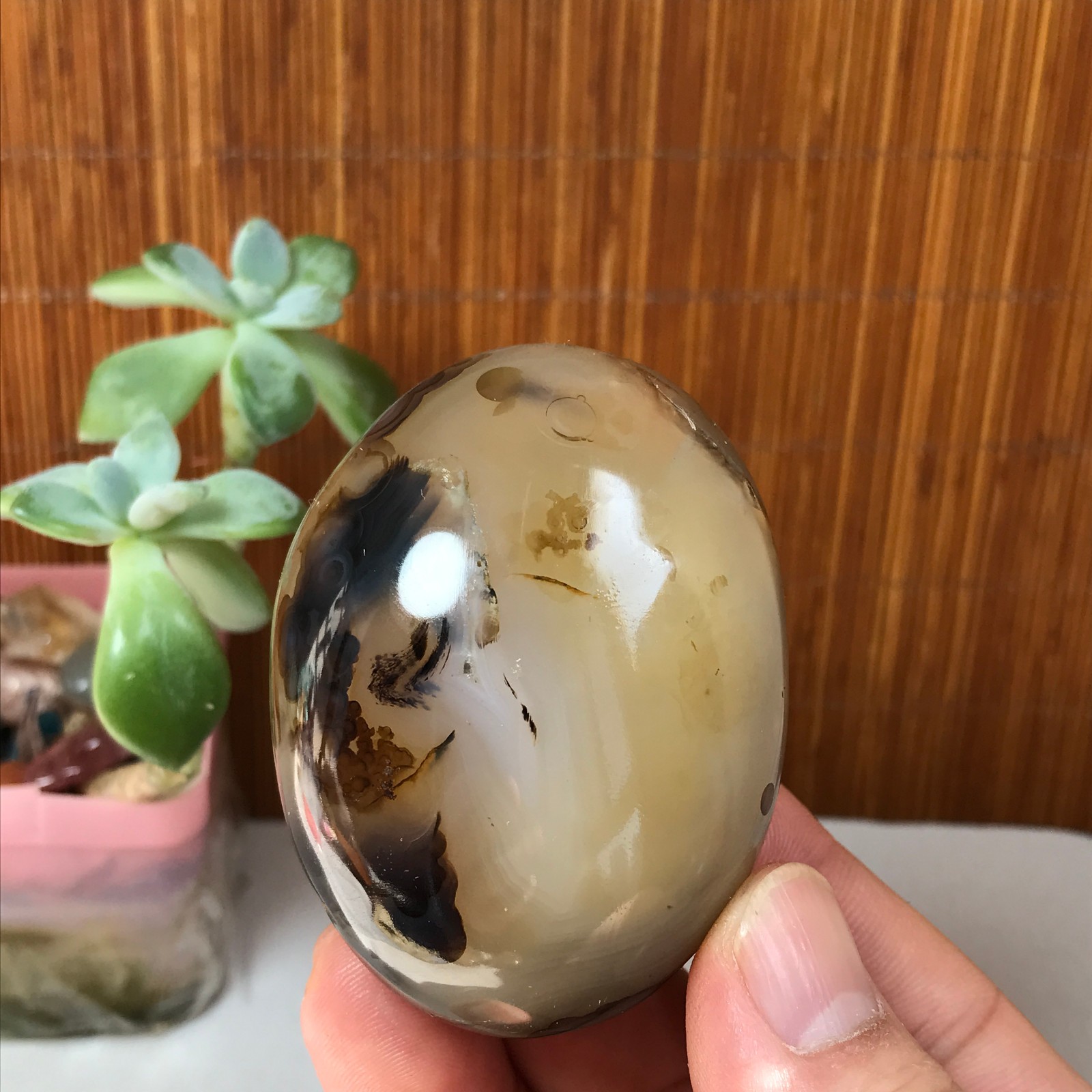 63-48-35mm Natural aquatic plants agate pretty Crystal specimens 145g A1882