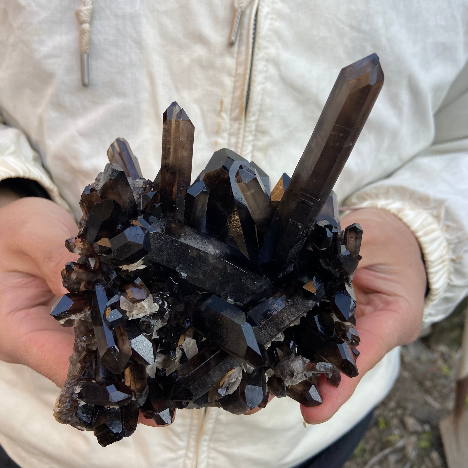 2.2LB Natural Smoky black Quartz Crystal Cluster Rough Specimen Healing Stone