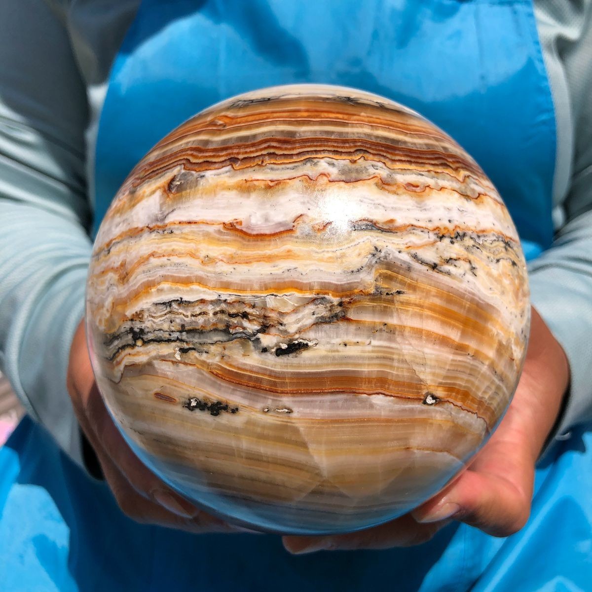 6.07LB Natural Striped Agate Crystal Ball Quartz Crystal Reiki Healing 4819