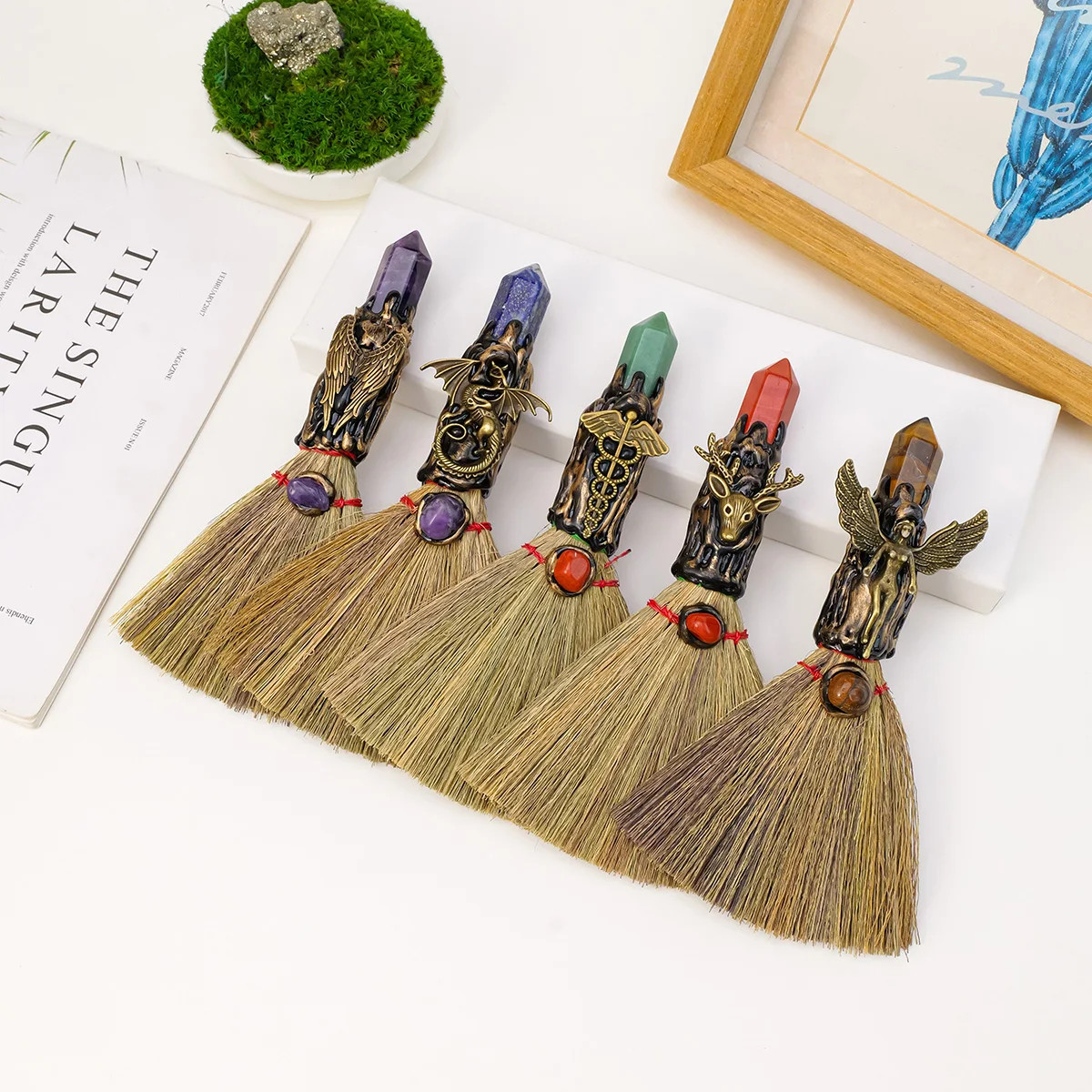 Natural Amethyst Crystal Single Pointed Magic Broom Purifying Energy Home Gift