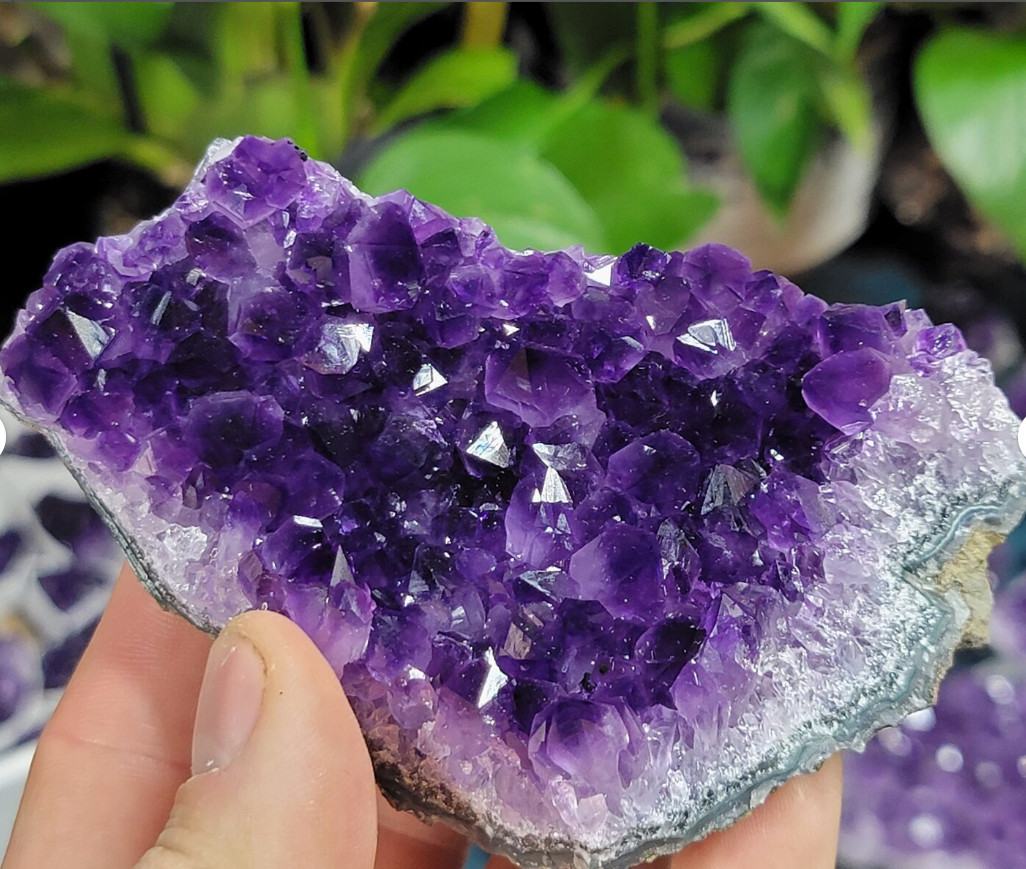 2025NEWFIND Raw Amethyst Quartz Geode Druzy Cluster Healing Crystal Specimen