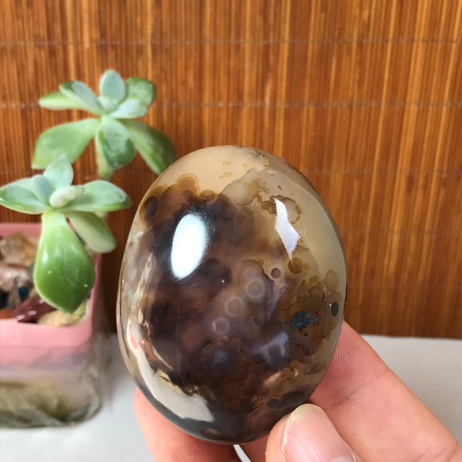 63-48-35mm Natural aquatic plants agate pretty Crystal specimens 145g A1882