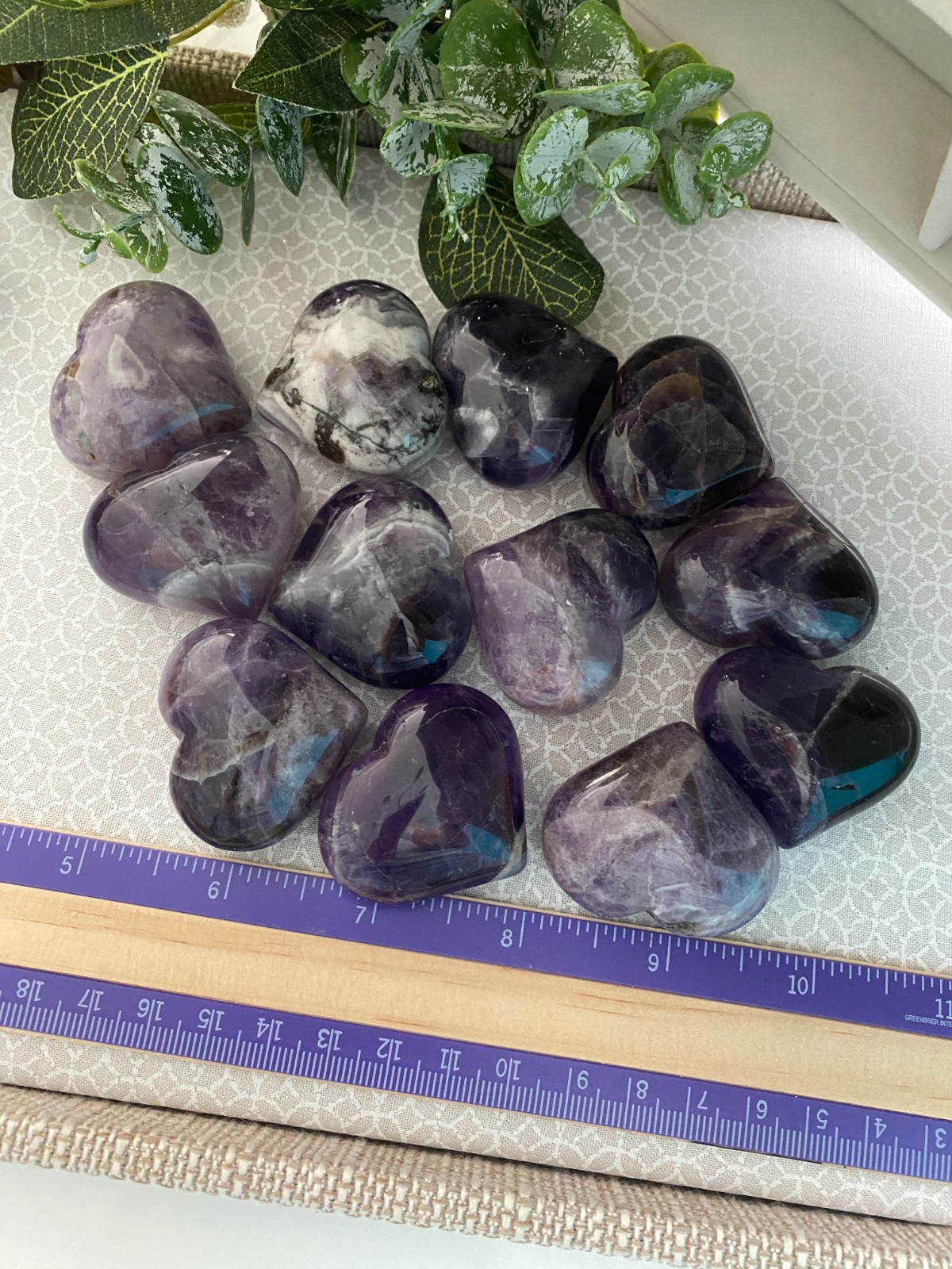 1 Pound Chevron Amethyst Polished Hearts Natural Gemstones