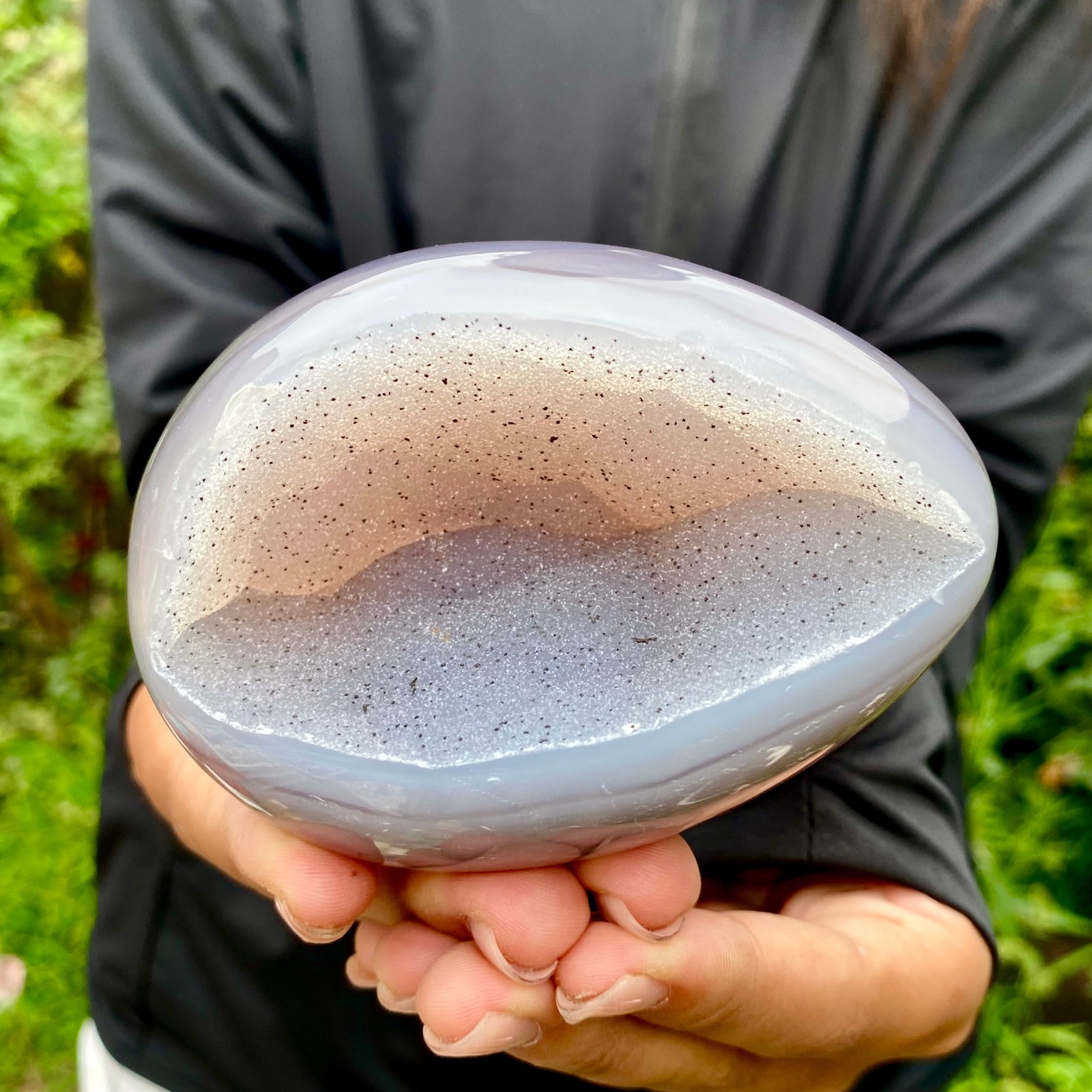 440G Premium Natural Agate Geode Egg Polished Gemstone Egg Healing Mineral Disp