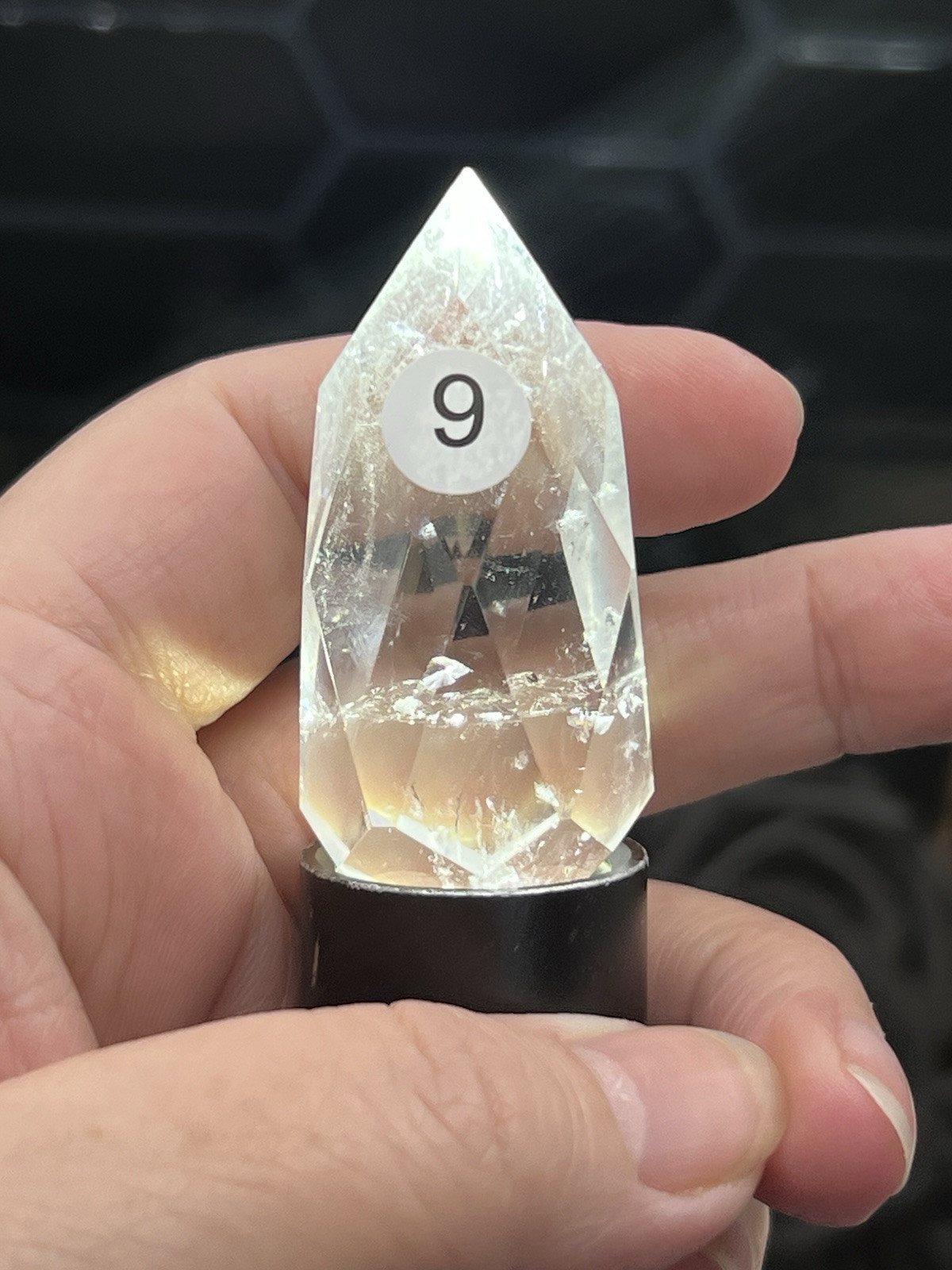 Natural Clear Quartz Faceted Egg HQ Self standing L@@K Free ship & Gift