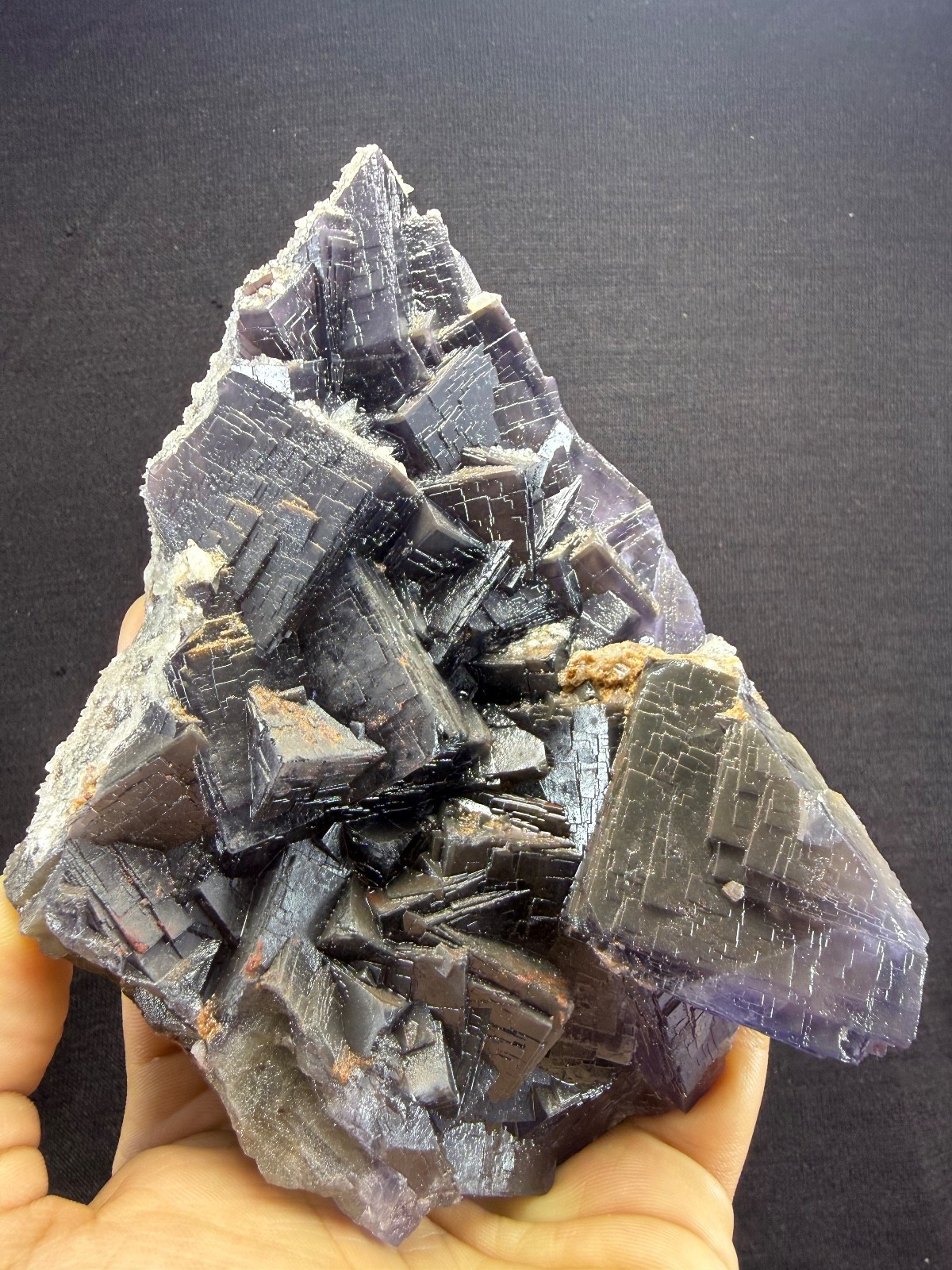Large Deep Purple Fluorite Cluster 875g Cubic Phantom Crystal Specimen