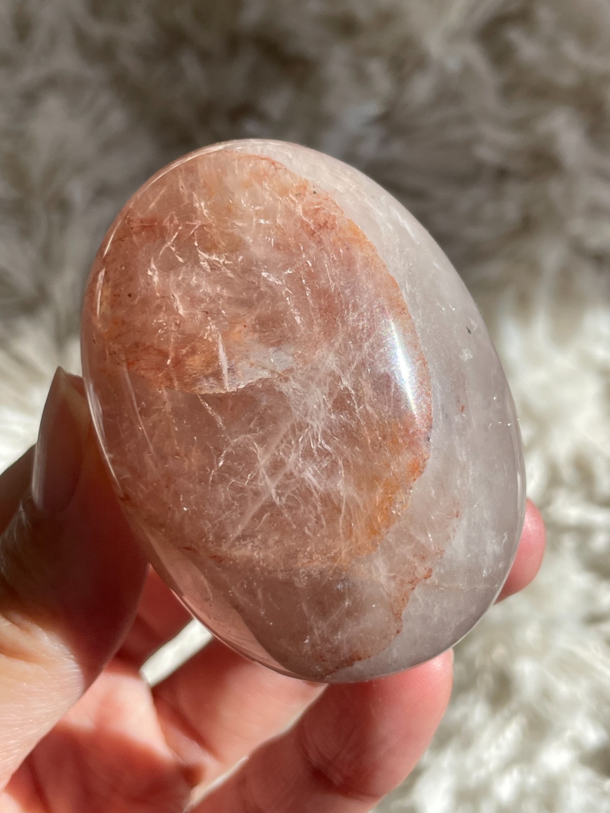 Natural Red Hematoid / Fire Quartz Palmstone – Vitality & Grounding Crystal (HA)