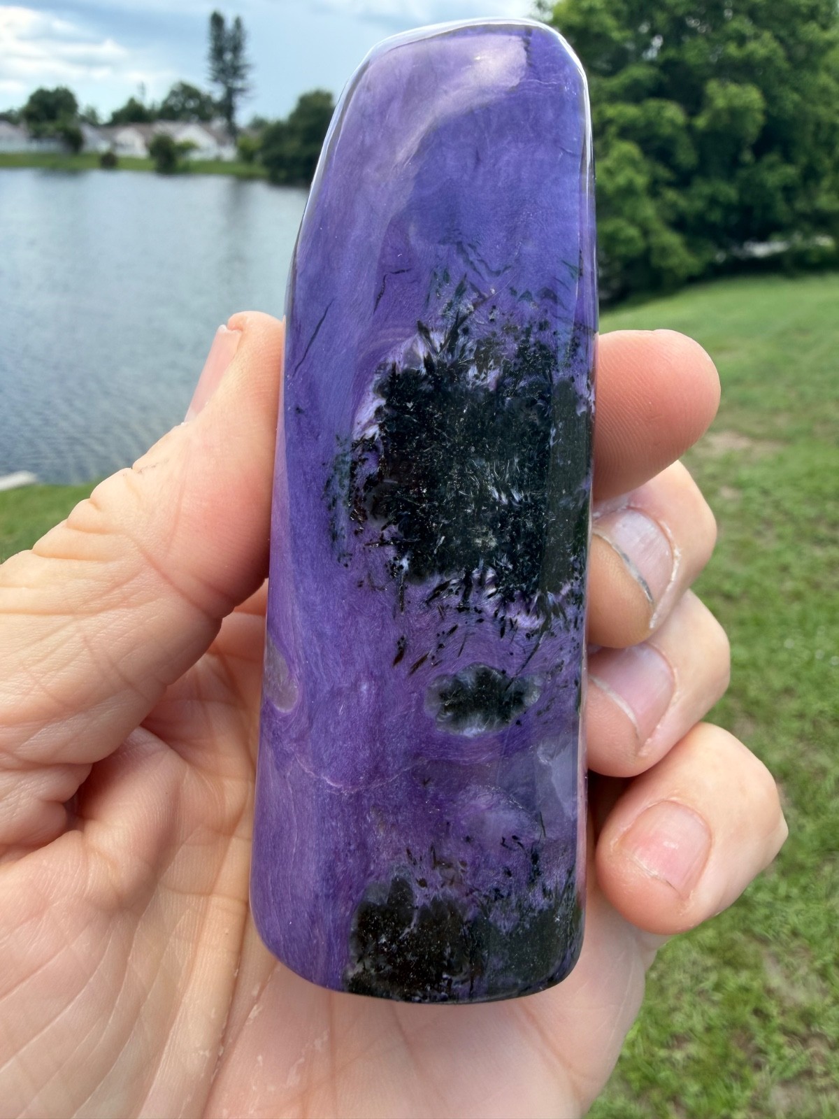 Grade AA Charoite Polished Gemstone Freeform 4″+ 234 Grams