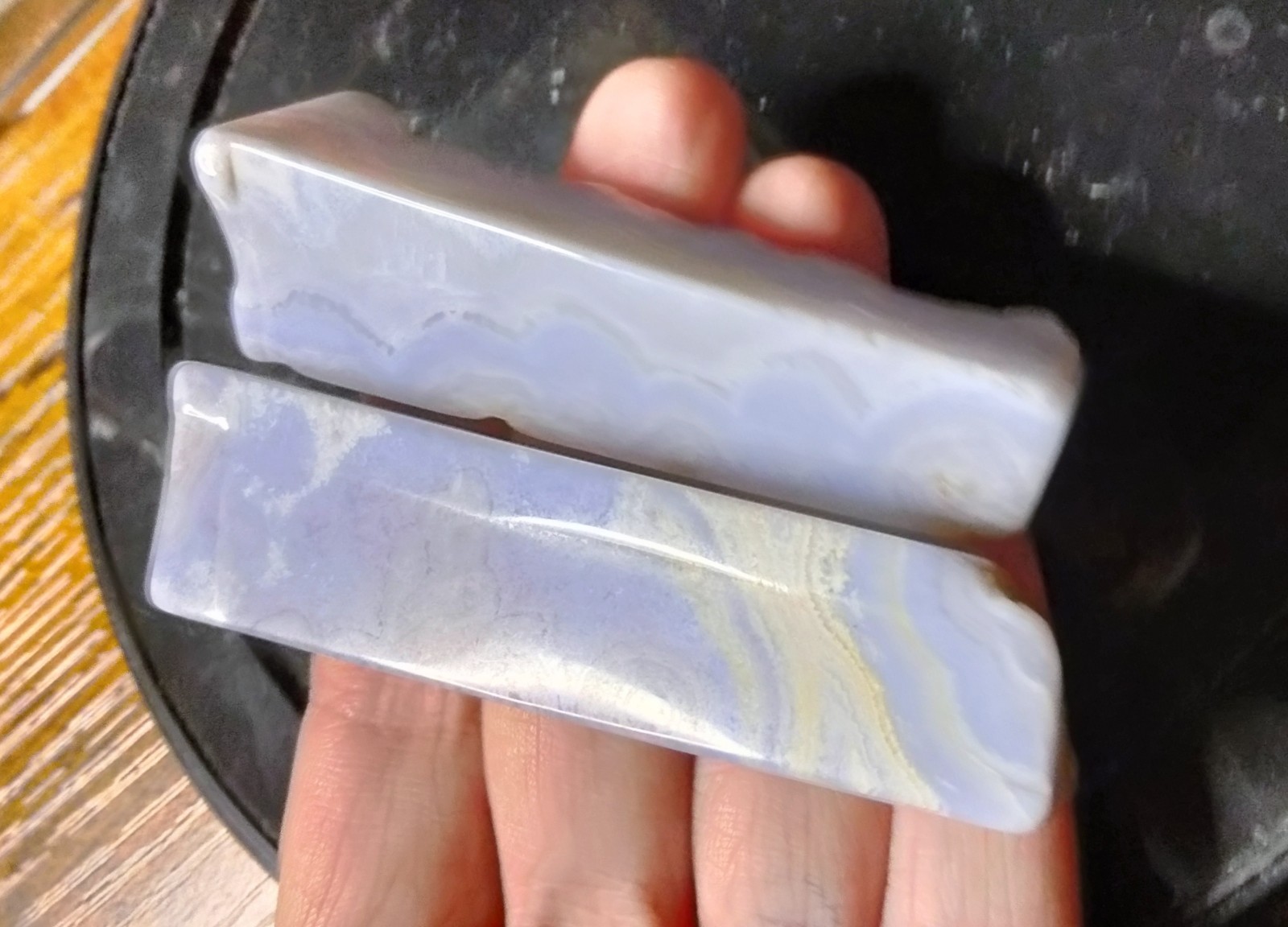 55g 2pcs. Polished Blue Lace Agate Freeform Crystal Slab Mineral Specimens