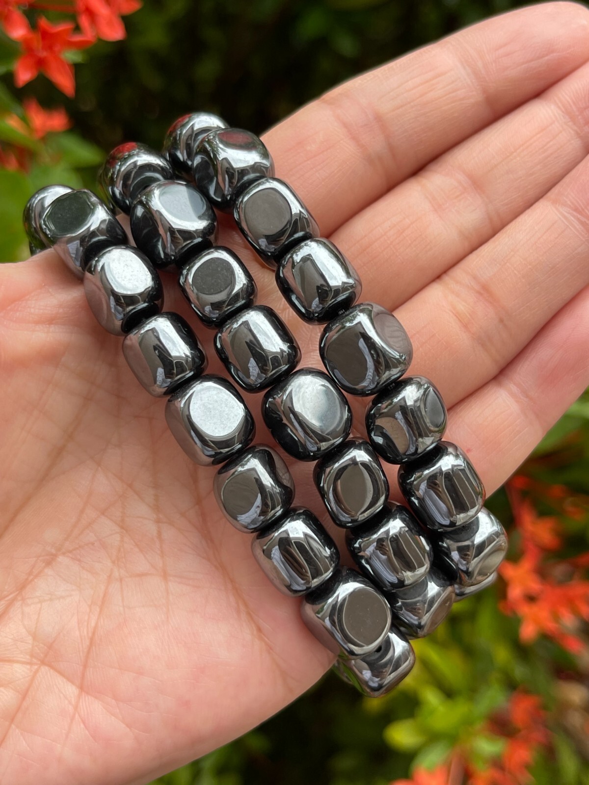 Grade A++ Hematite Tumbled Bracelet 8mm, Genuine Hematite Nugget Bracelet