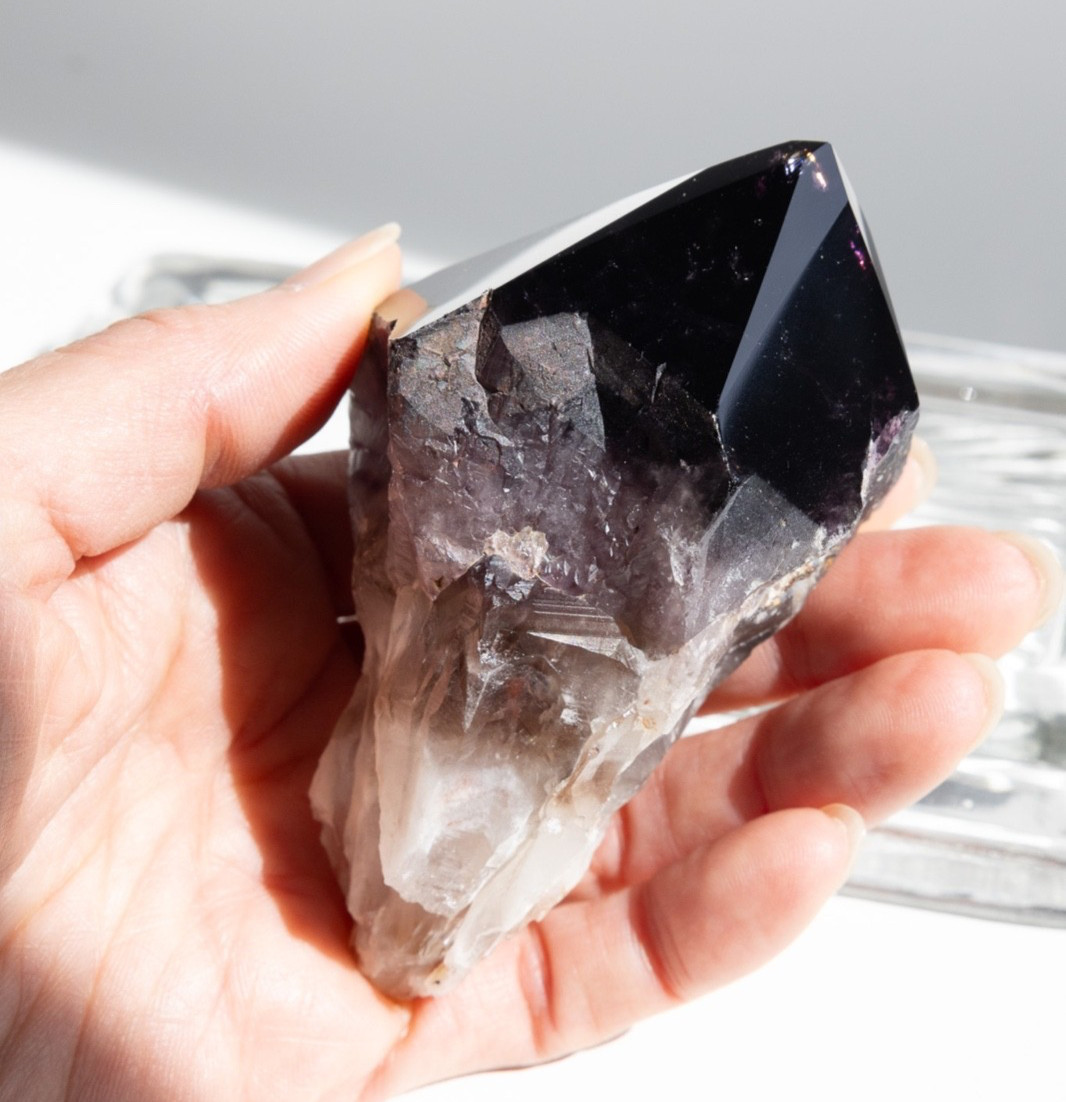 Atomic Amethyst Chunky raw Root w/ Polished Point Trapiche Dragon Tooth Crystal